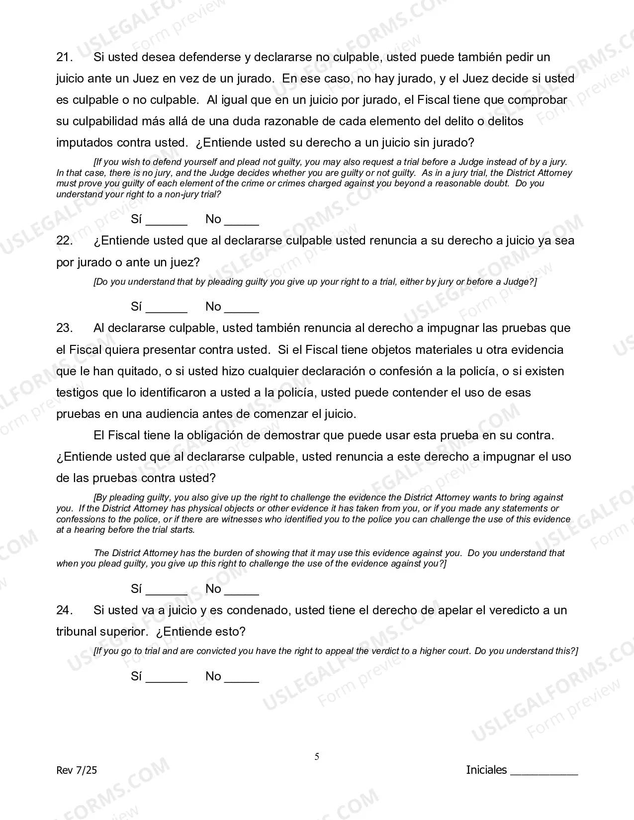 Preview Guilty Plea Colloquy - Spanish Version