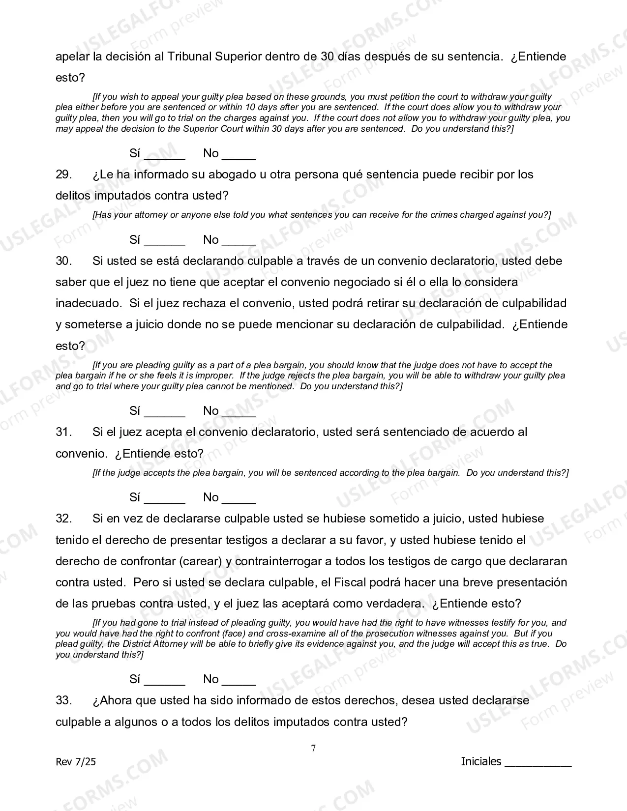 Preview Guilty Plea Colloquy - Spanish Version