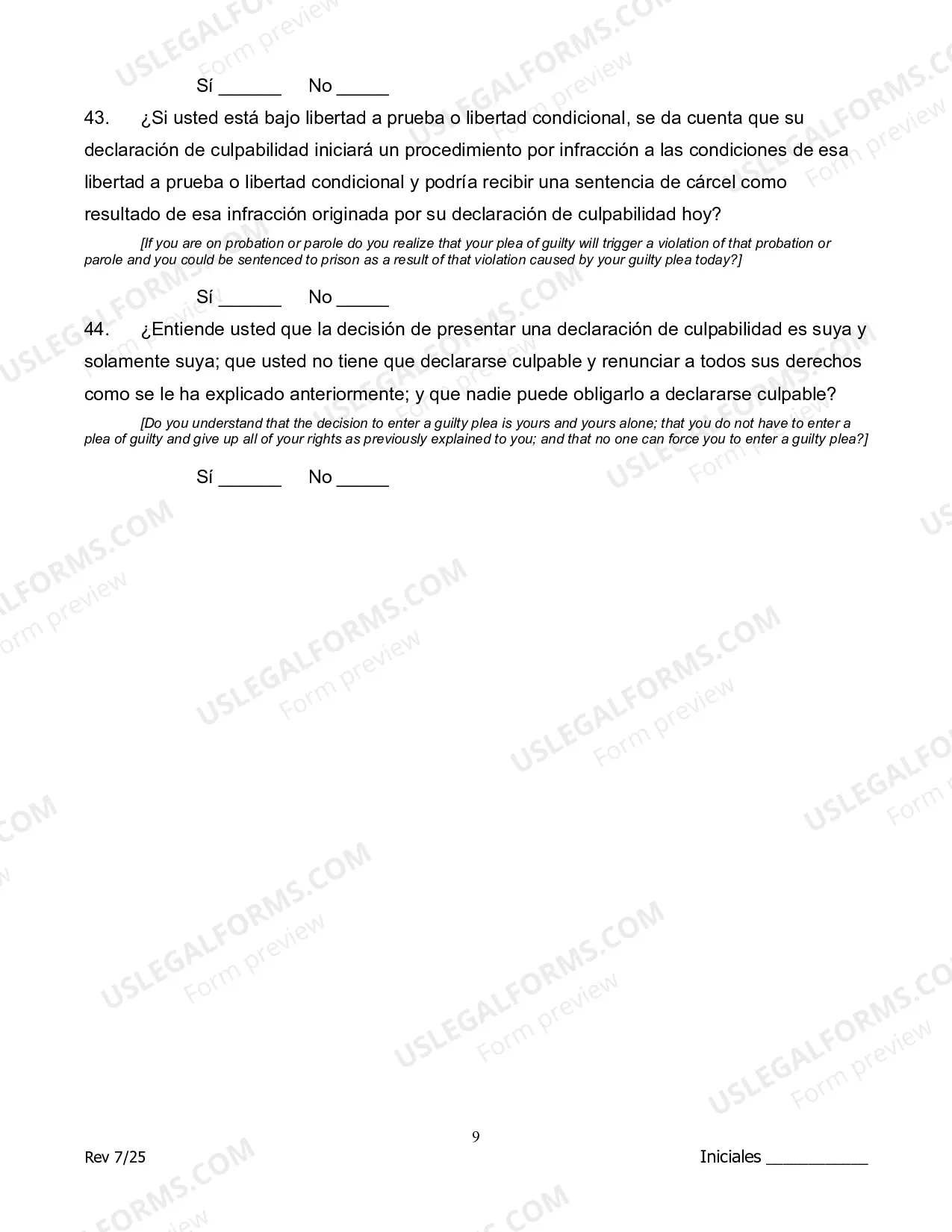 Preview Guilty Plea Colloquy - Spanish Version