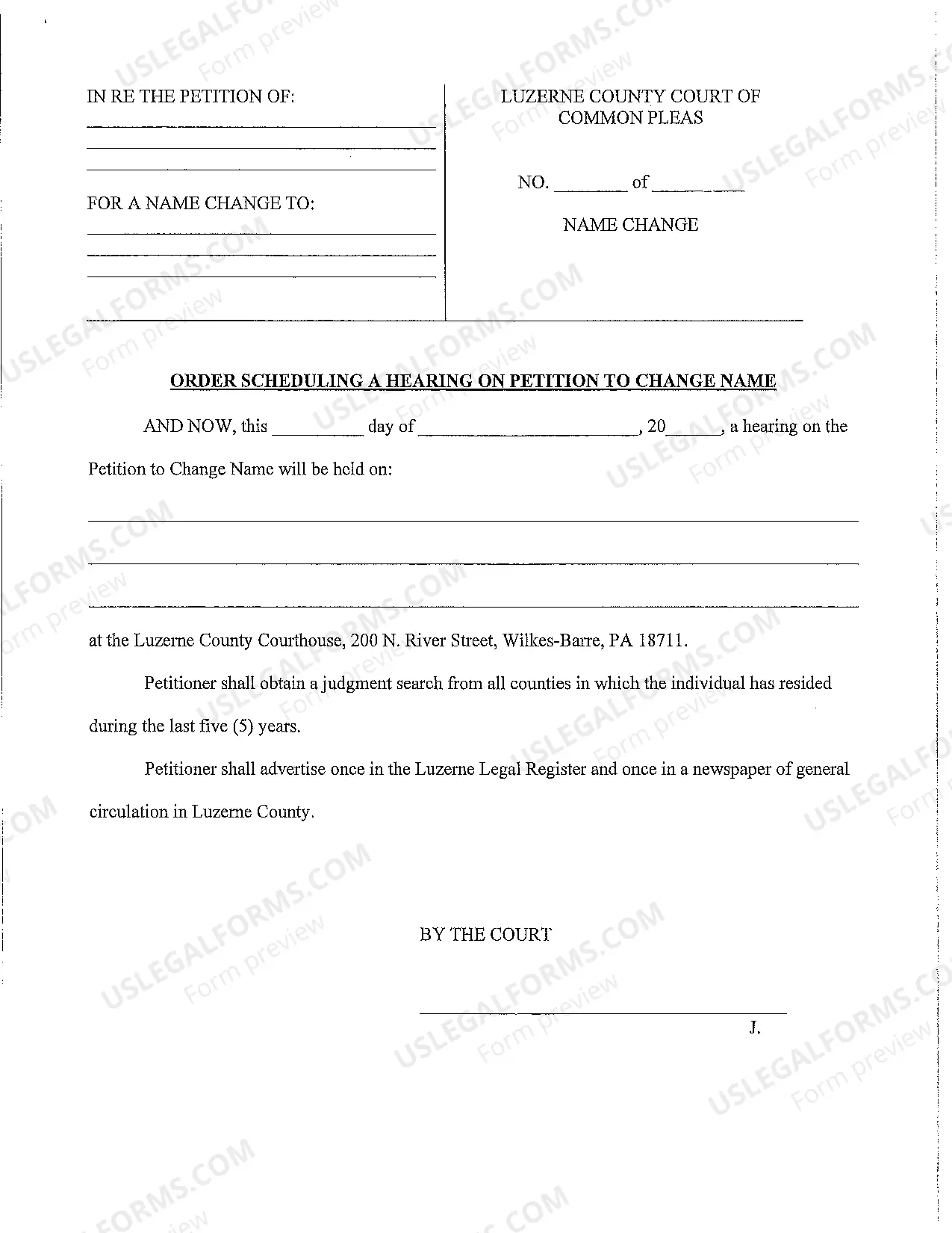 Preview Petition For Name Change