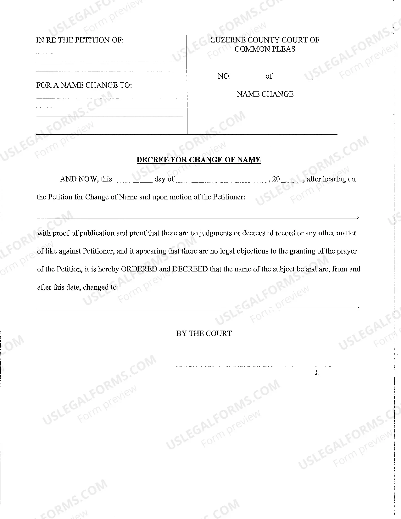 Preview Petition For Name Change