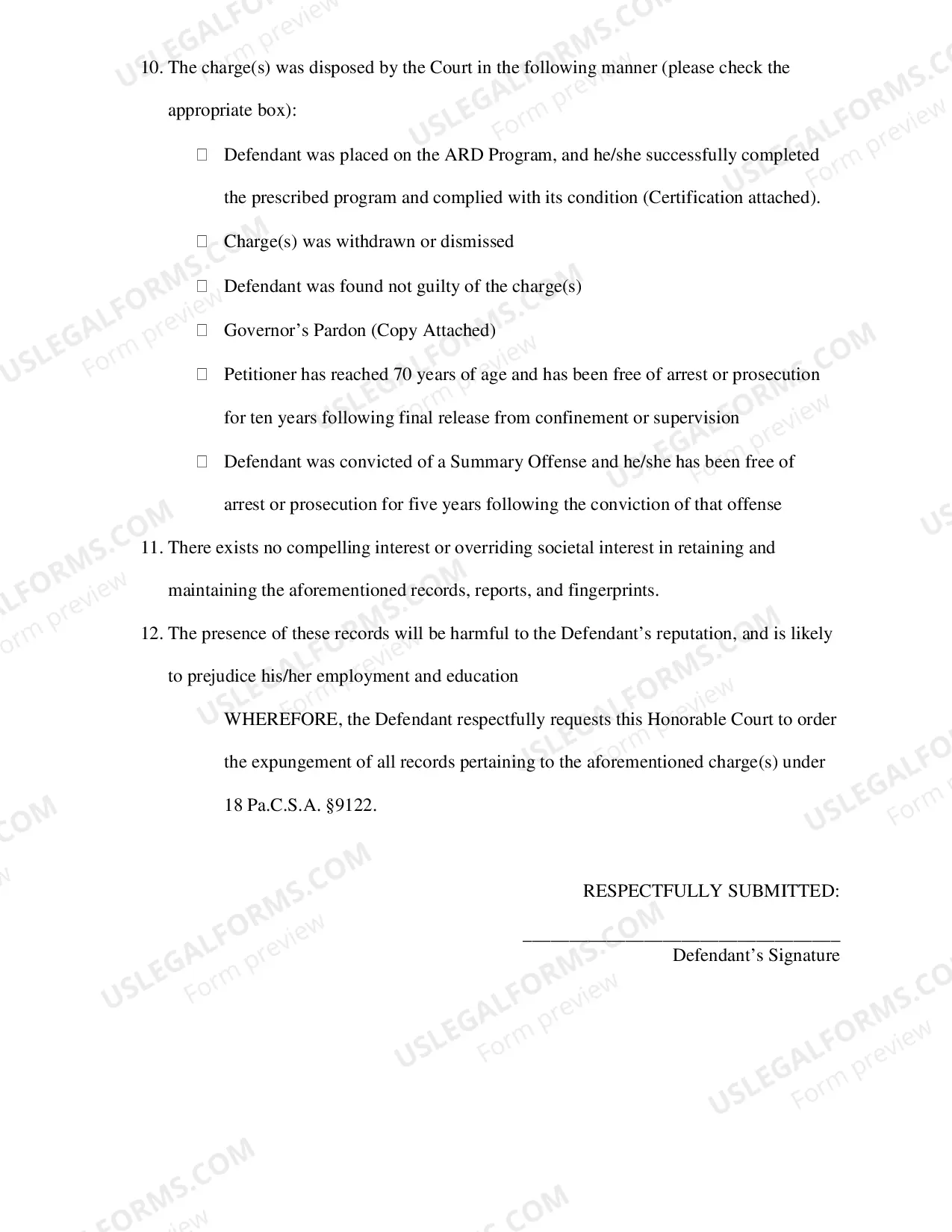 Preview Motion to Expunge Form