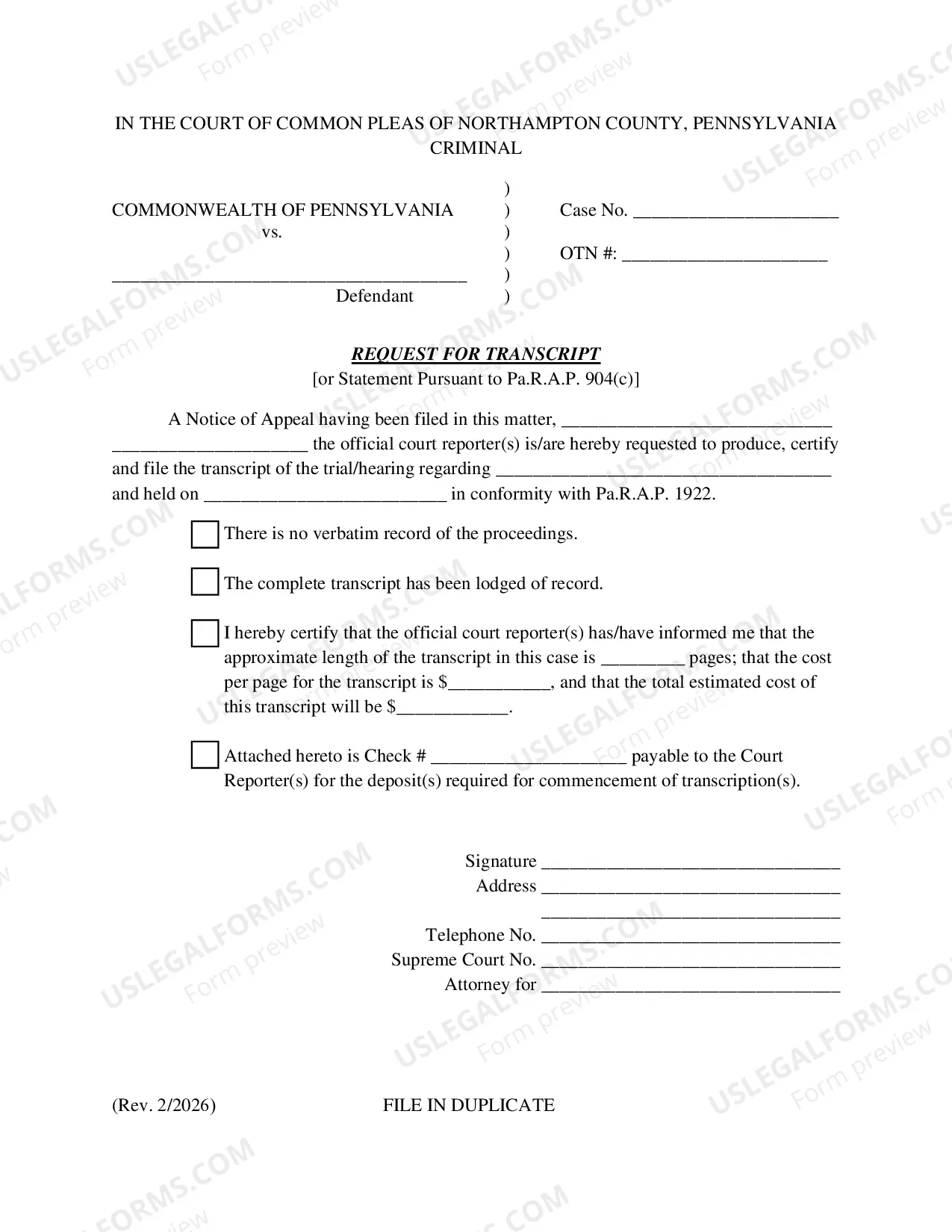 Preview Superior Court Appeal Form