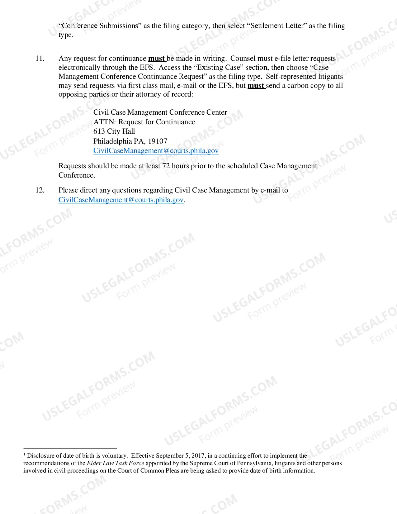 Preview Case Management Conference Memorandum