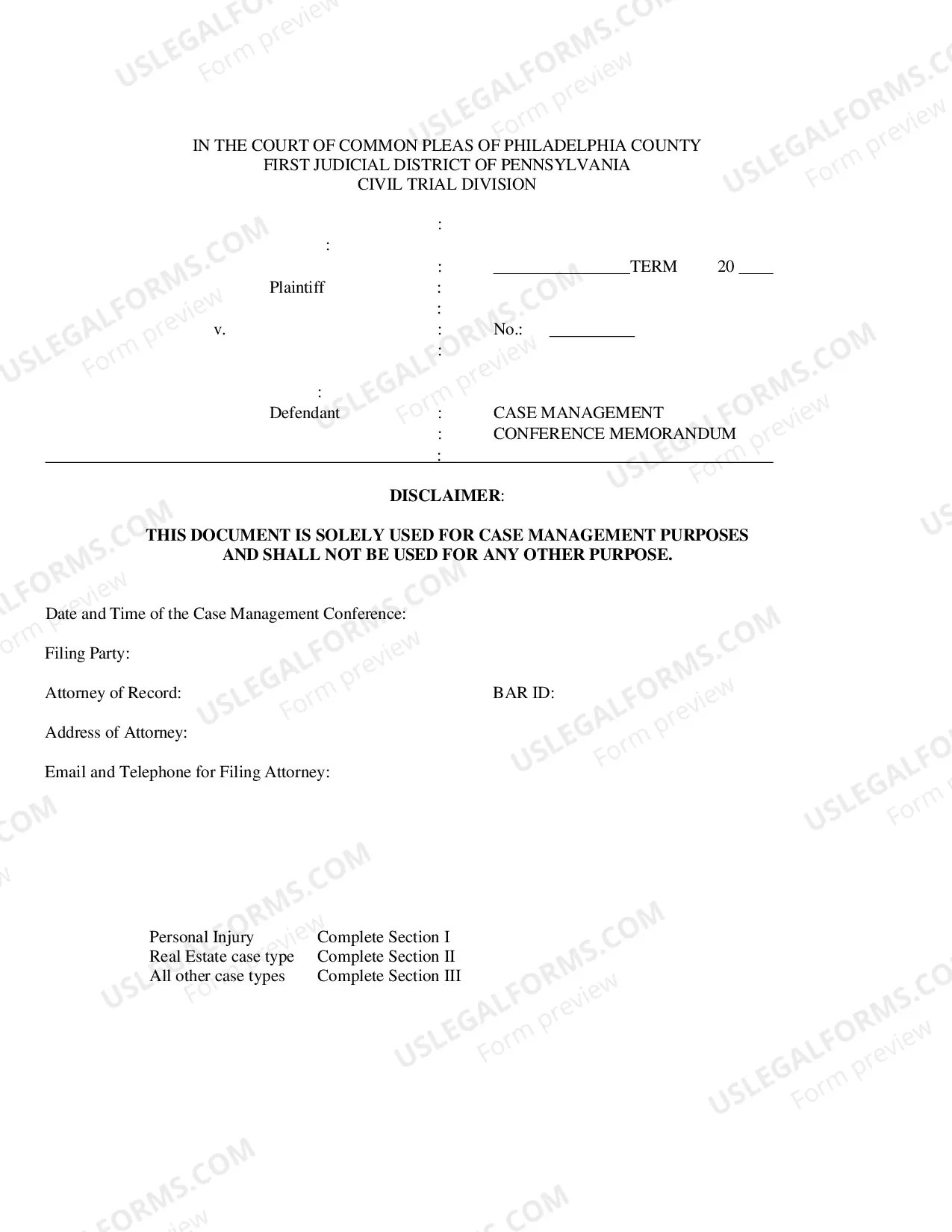Preview Case Management Conference Memorandum