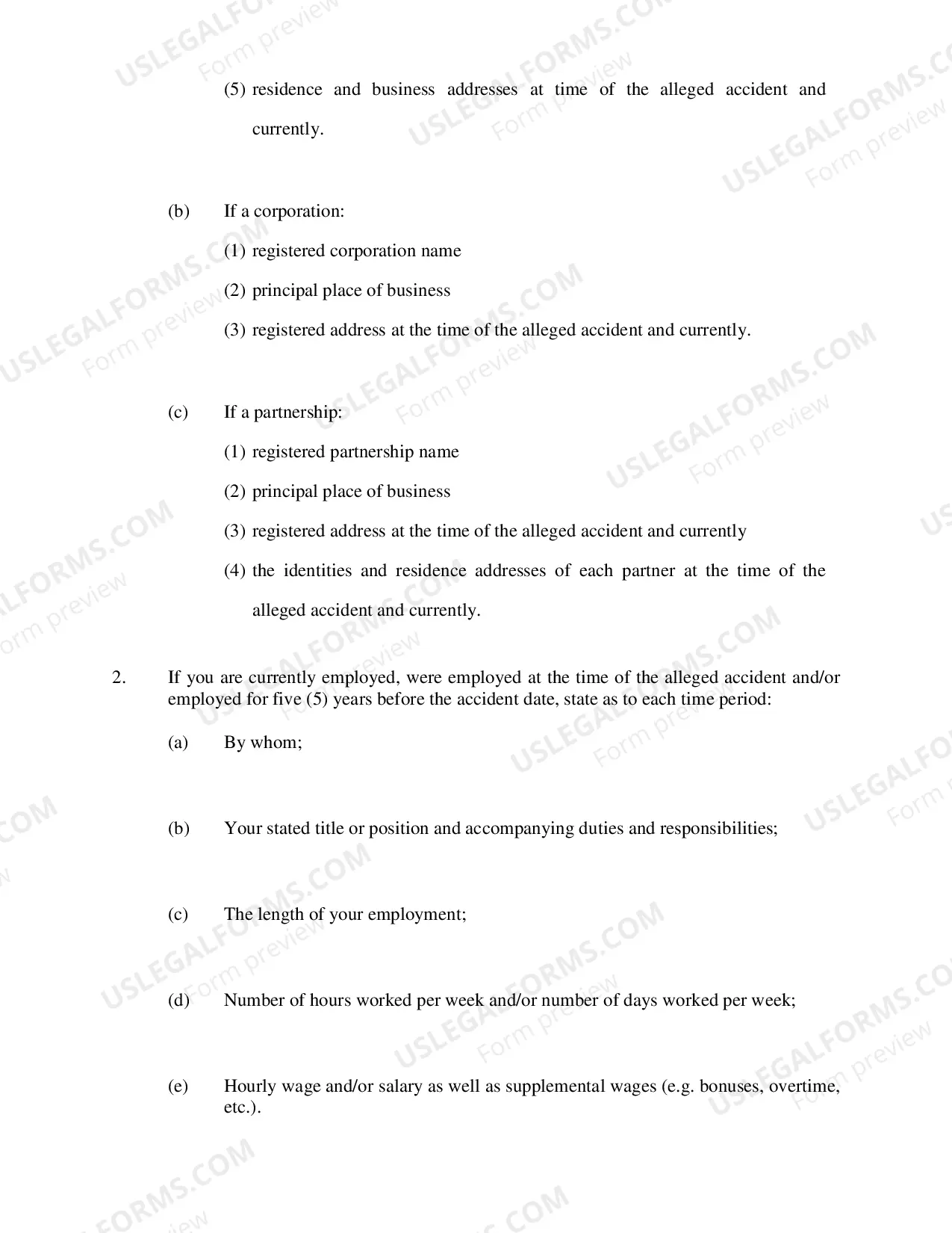 Preview Defendants Interrogatories Addressed to Plaintiff (Motor Vehicle Liability Cases)