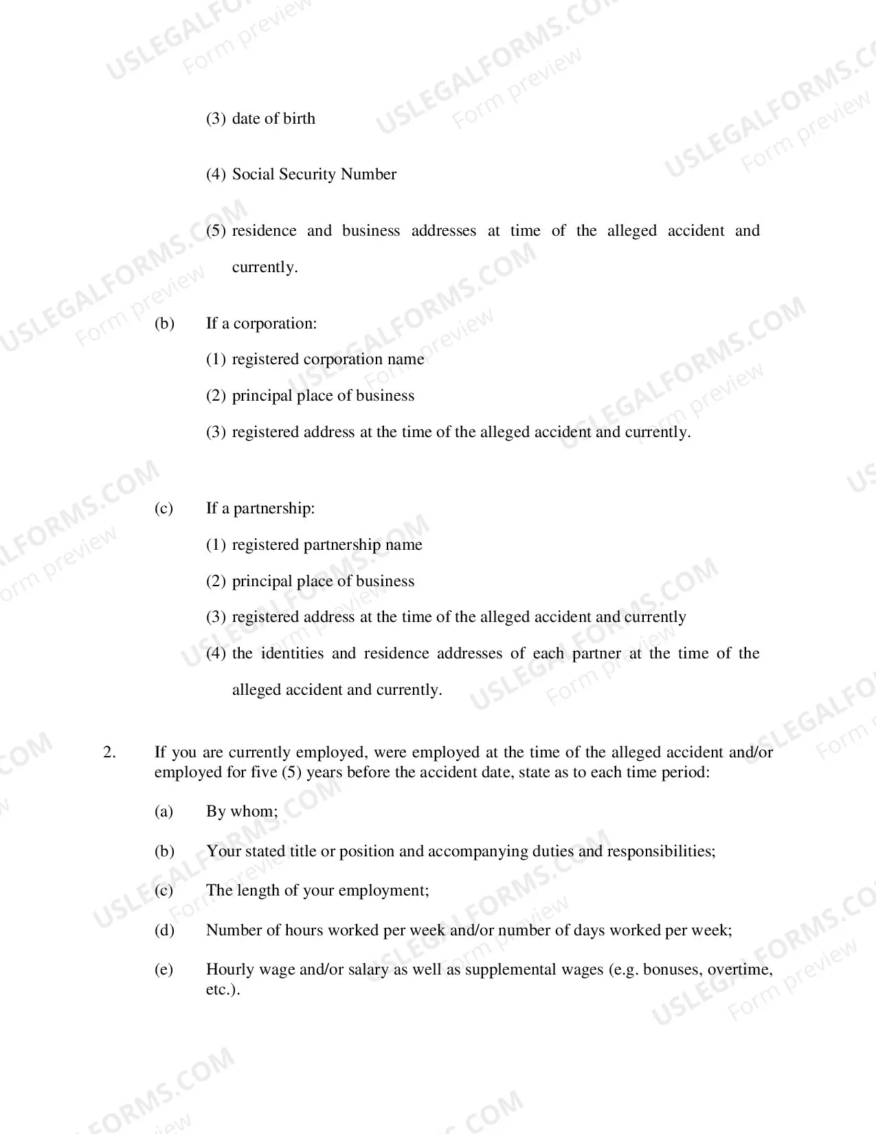 Preview Defendants Interrogatories Addressed to Plaintiff (Premises Liability Cases)