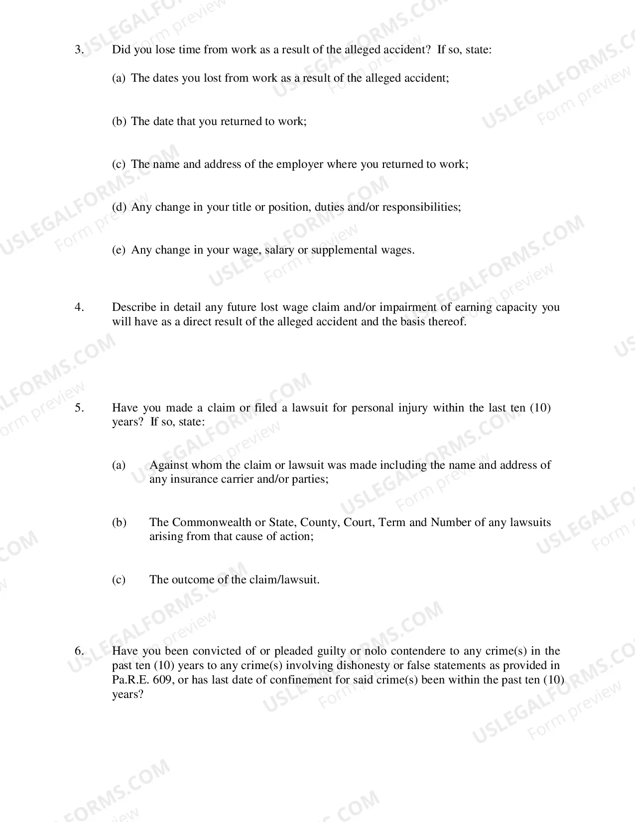 Preview Defendants Interrogatories Addressed to Plaintiff (Premises Liability Cases)