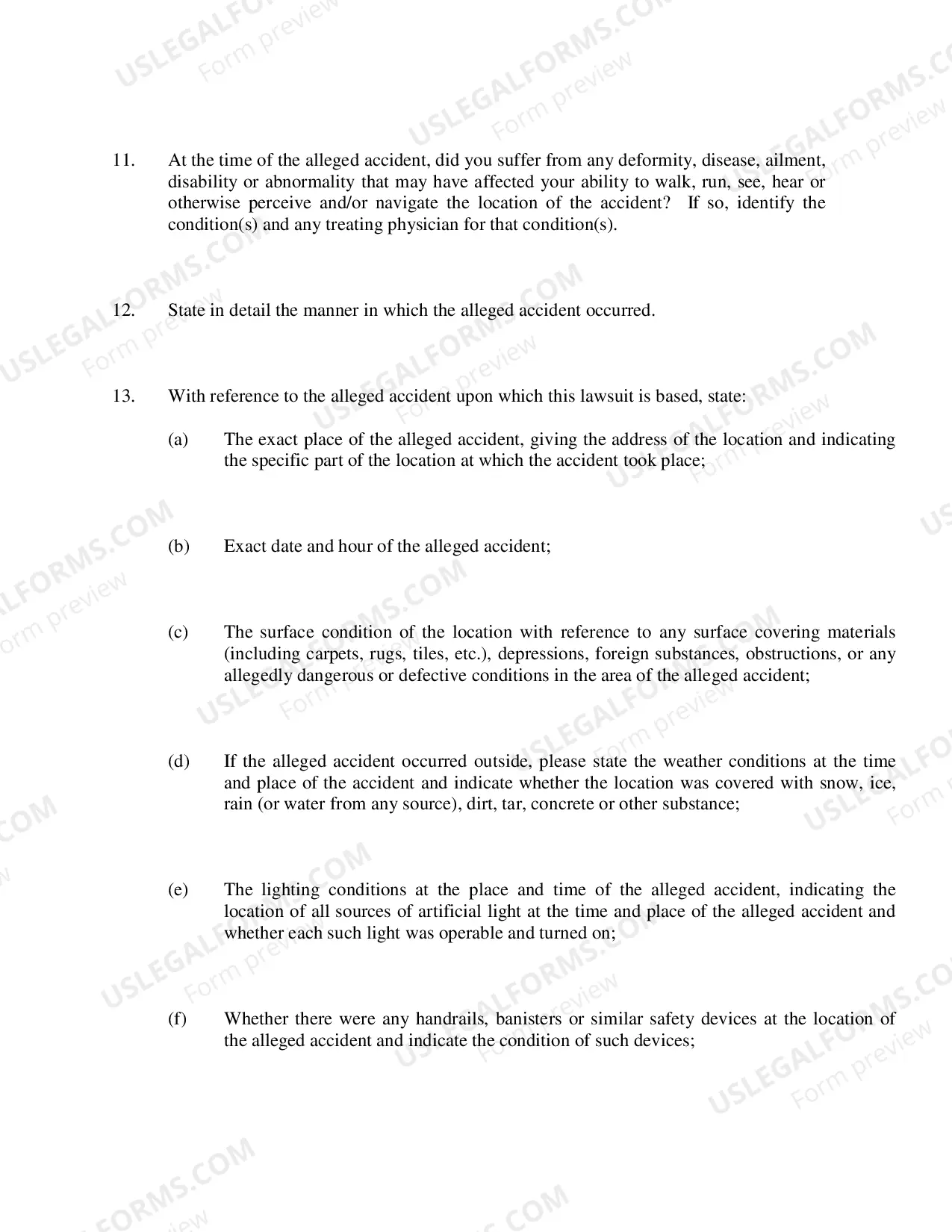 Preview Defendants Interrogatories Addressed to Plaintiff (Premises Liability Cases)