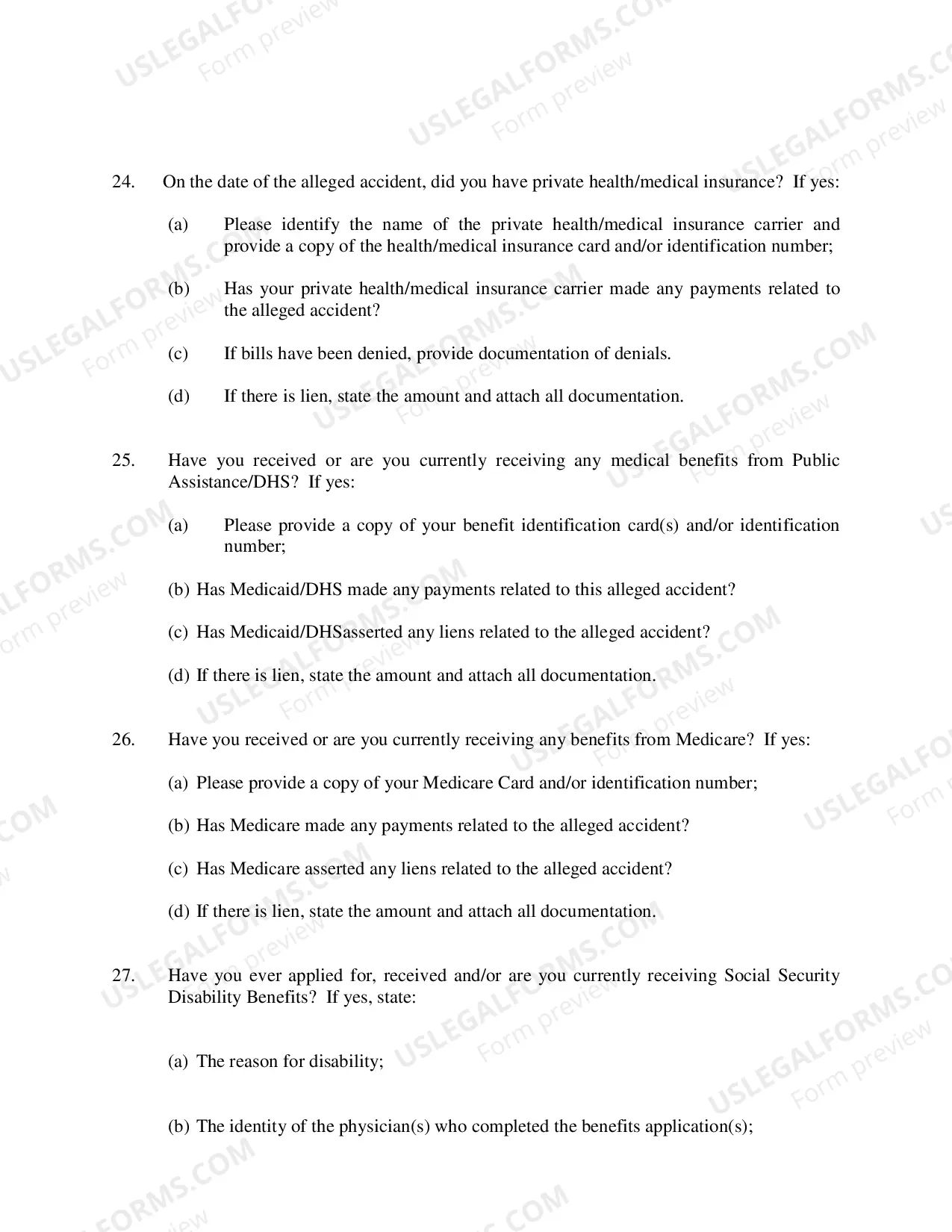 Preview Defendants Interrogatories Addressed to Plaintiff (Premises Liability Cases)