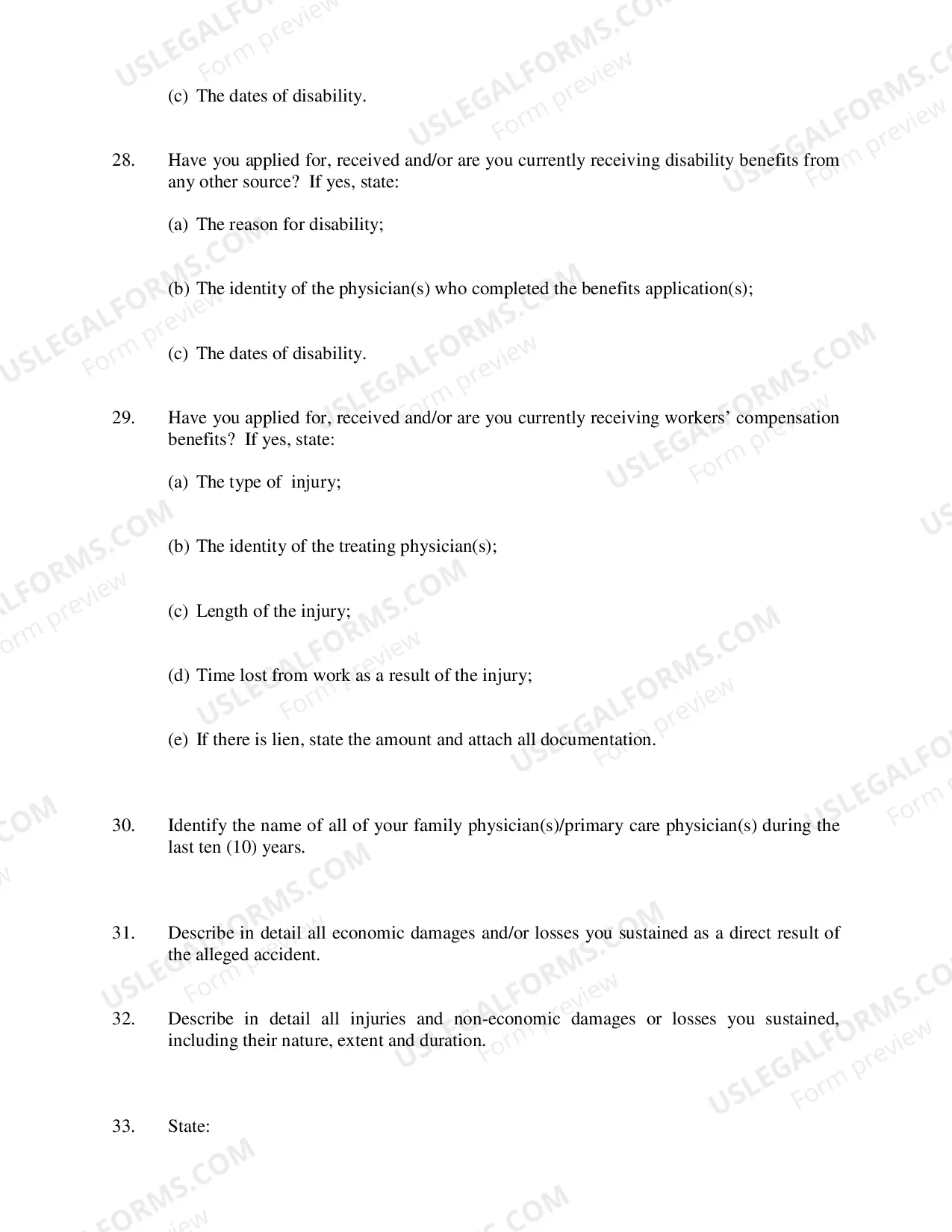 Preview Defendants Interrogatories Addressed to Plaintiff (Premises Liability Cases)