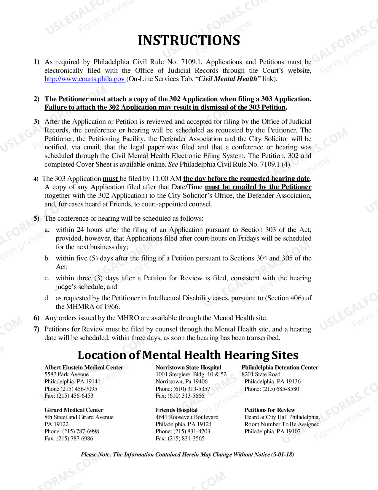 Preview Mental Health Procedures Act Cover Sheet