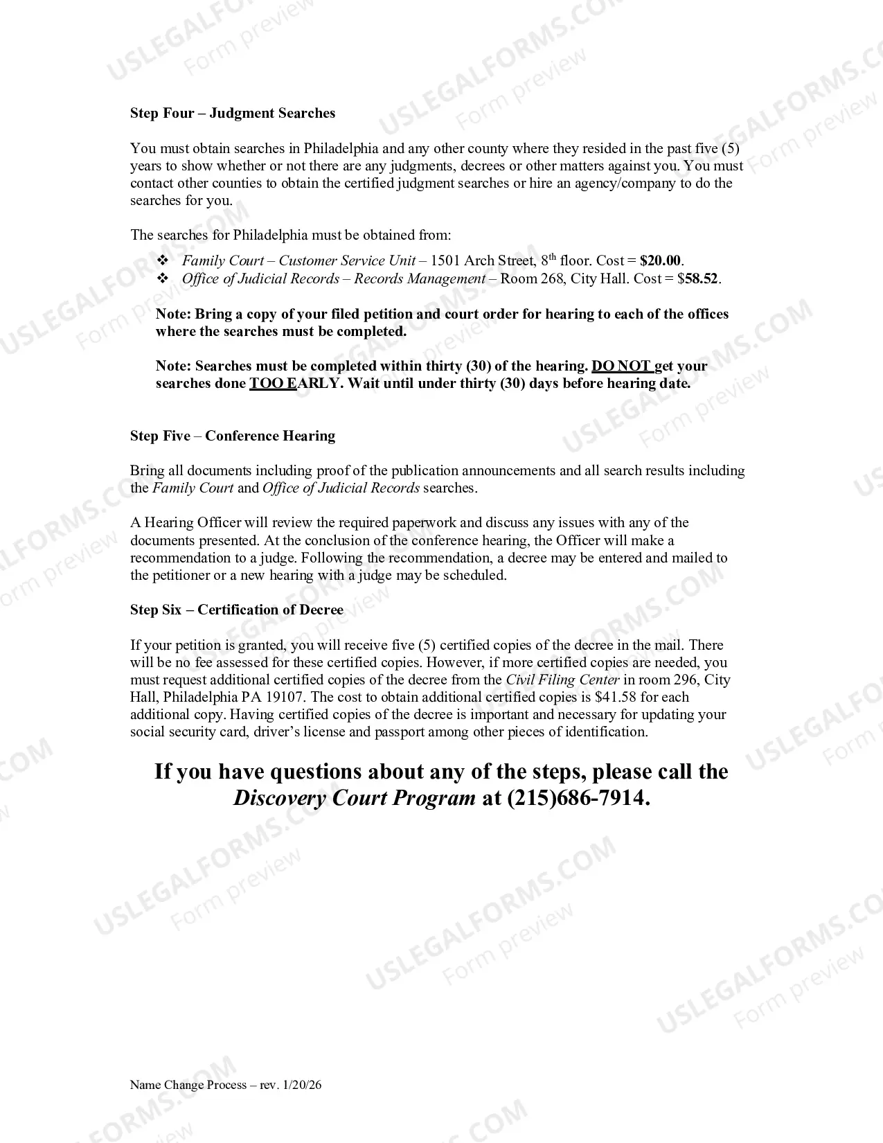 Preview Name Change Petition Package