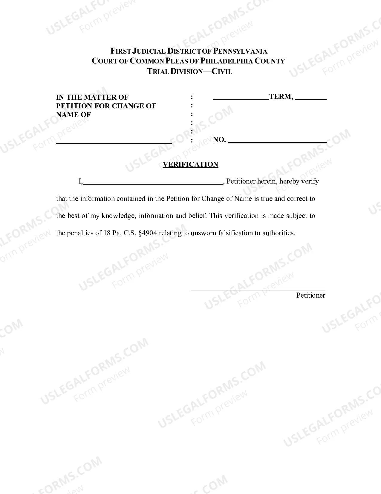 Preview Name Change Petition Package