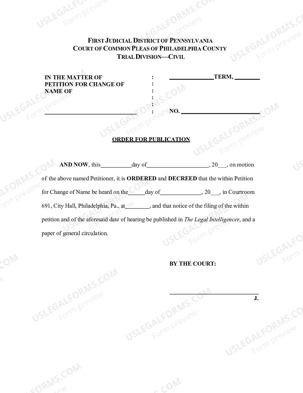 Preview Name Change Petition Package