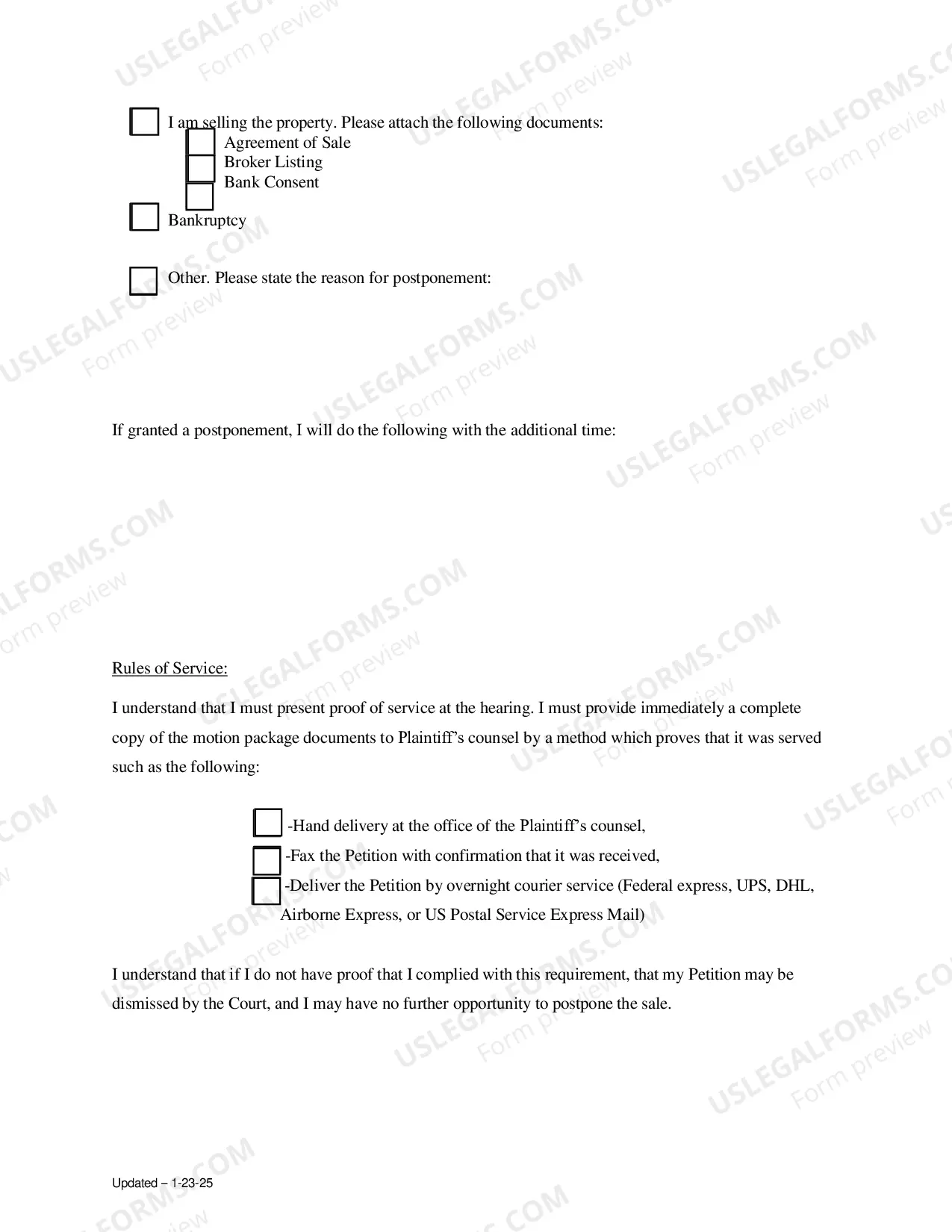 Preview Petition to Postpone Sheriffs Sale (Packet)