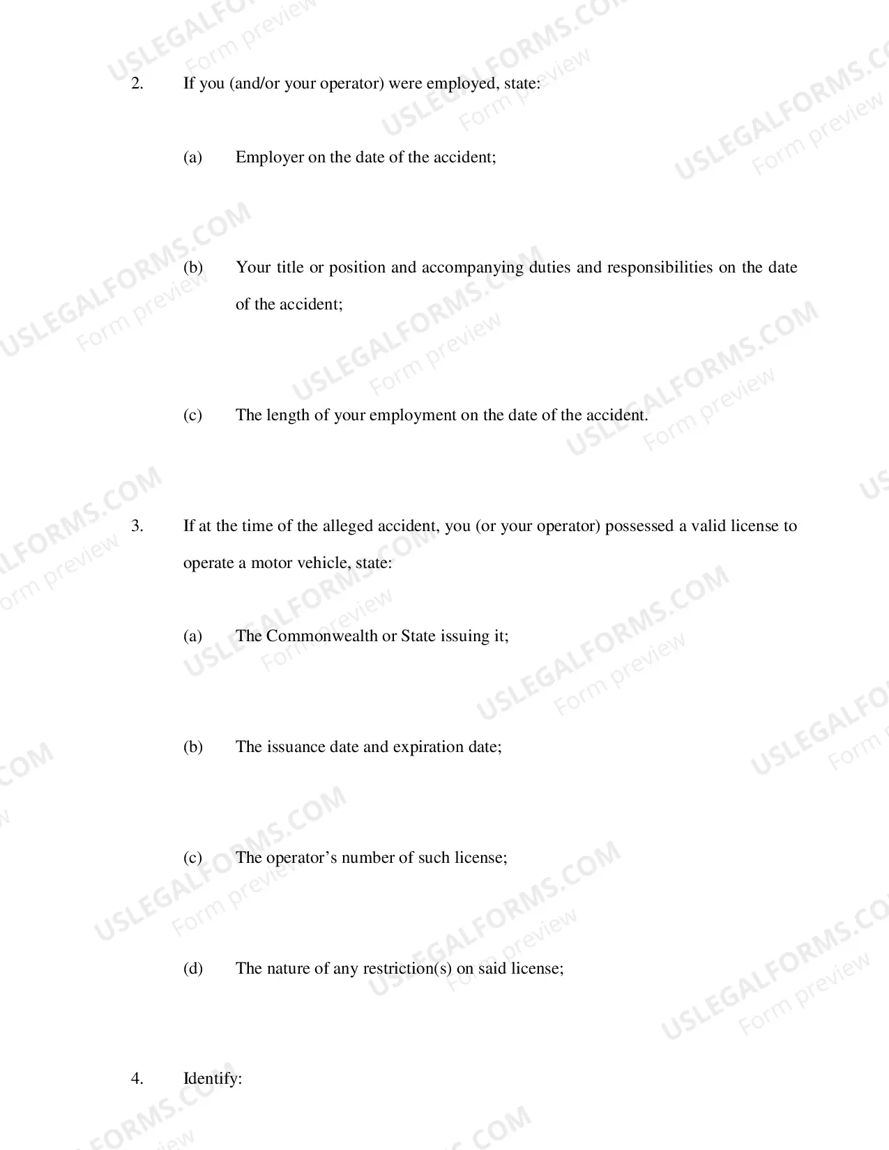 Preview Plaintiffs Interrogatories Directed to Defendant (Motor Vehicle Liability Cases)