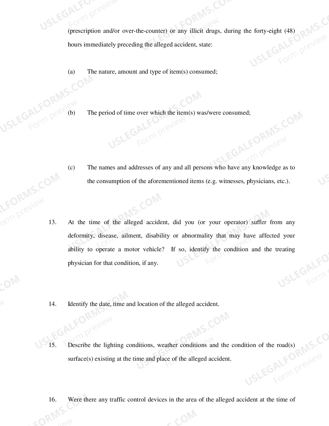 Preview Plaintiffs Interrogatories Directed to Defendant (Motor Vehicle Liability Cases)
