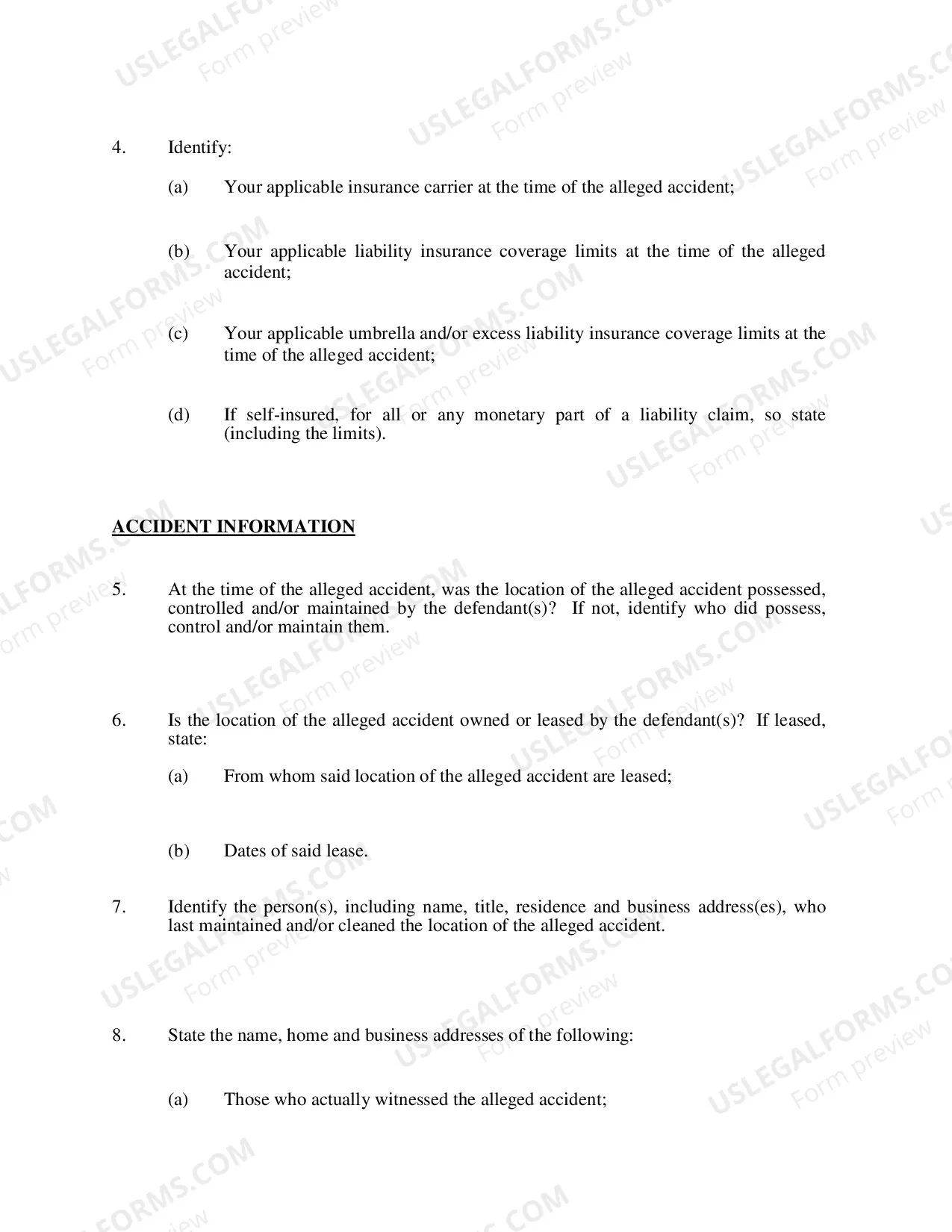 Preview Plaintiffs Interrogatories to Defendants (Premises Liability Cases)