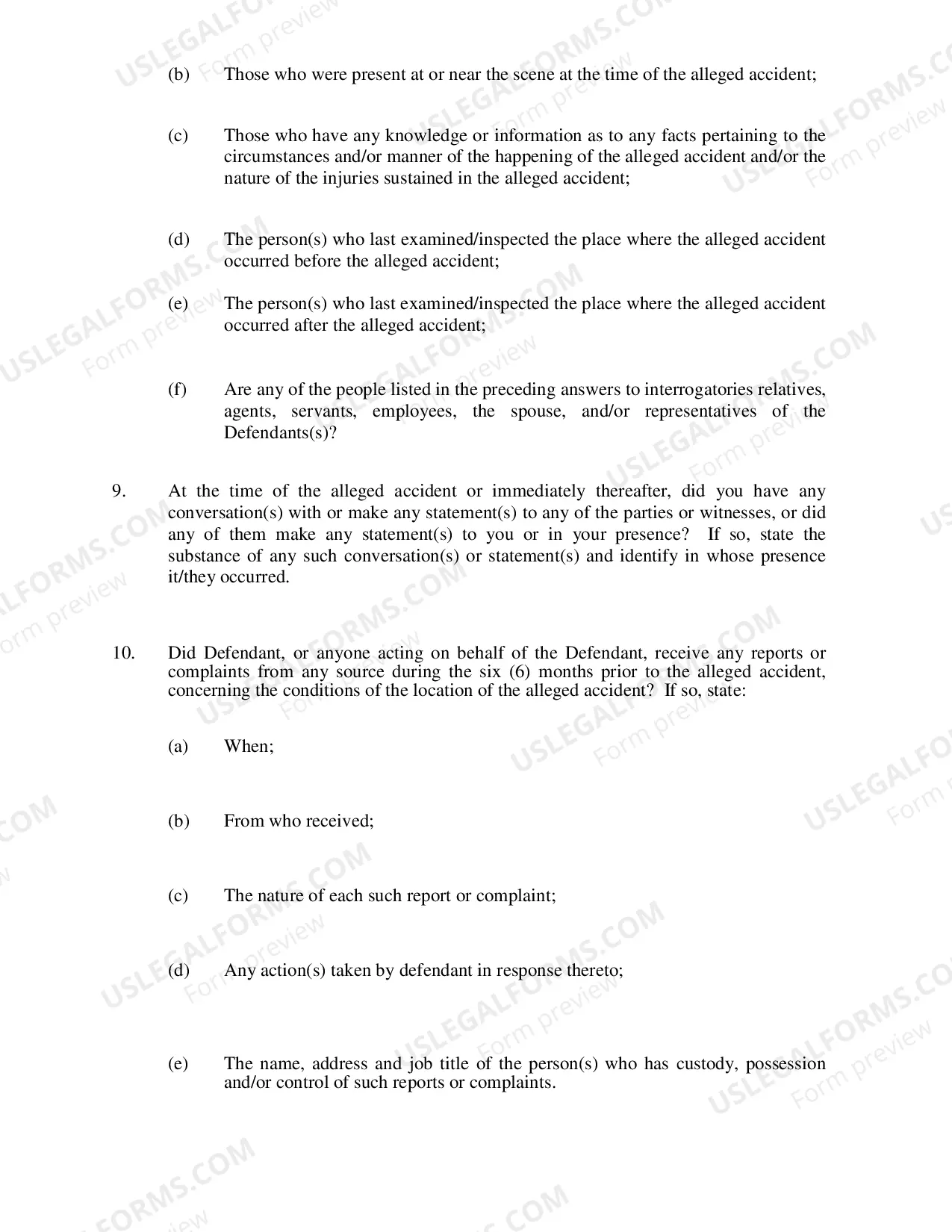 Preview Plaintiffs Interrogatories to Defendants (Premises Liability Cases)