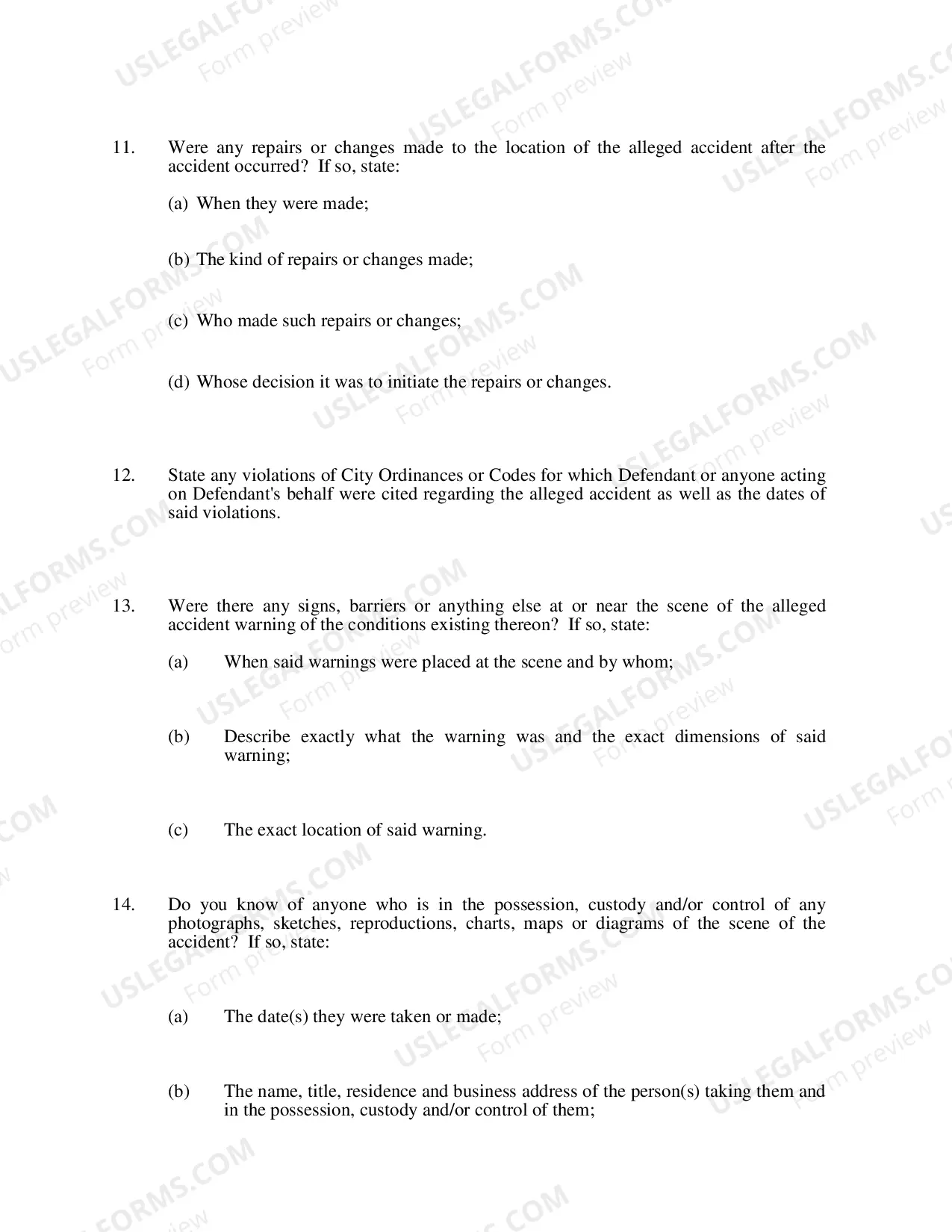 Preview Plaintiffs Interrogatories to Defendants (Premises Liability Cases)