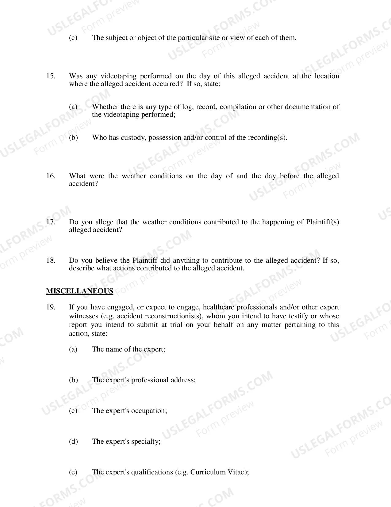 Preview Plaintiffs Interrogatories to Defendants (Premises Liability Cases)