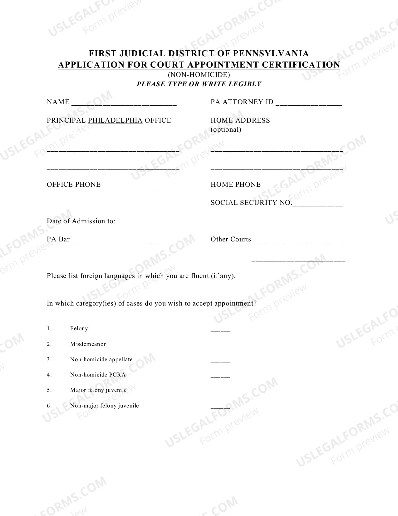 Preview Application For Court Appointment Certification