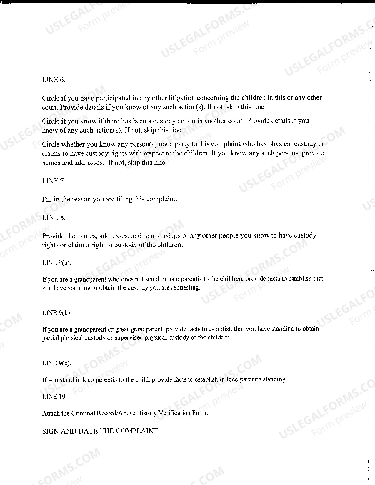 Preview Complaint For Custody