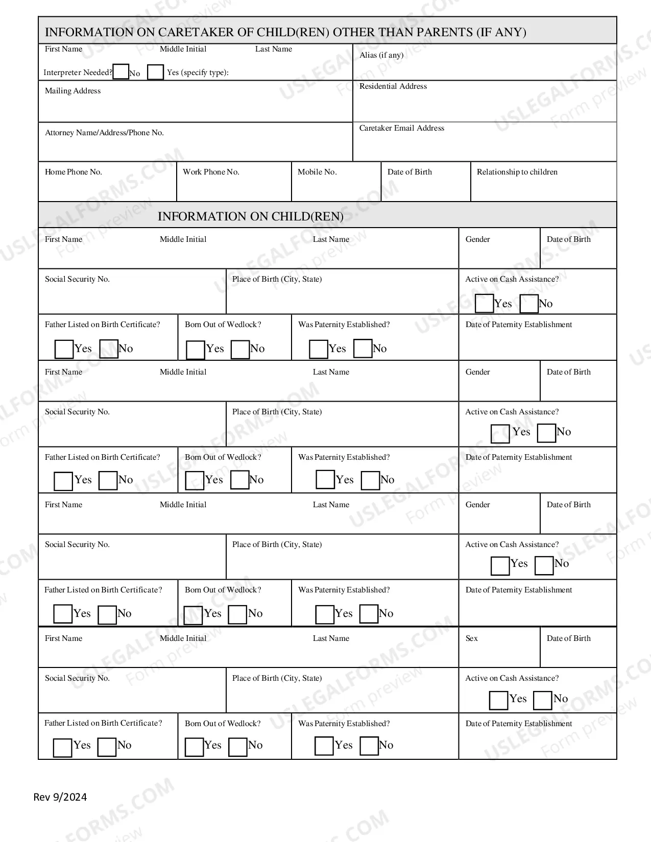 Preview Domestic Relations Information Sheet