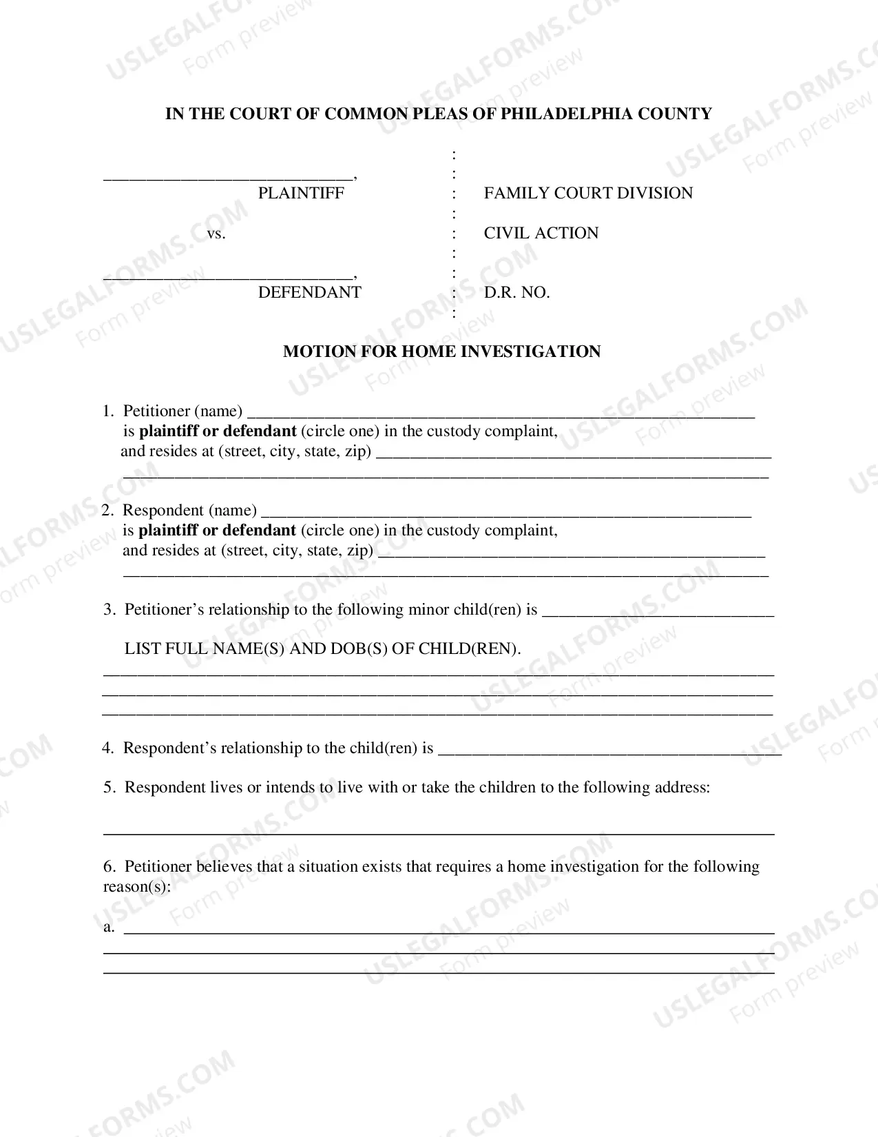 Preview Motion For A Home Investigation