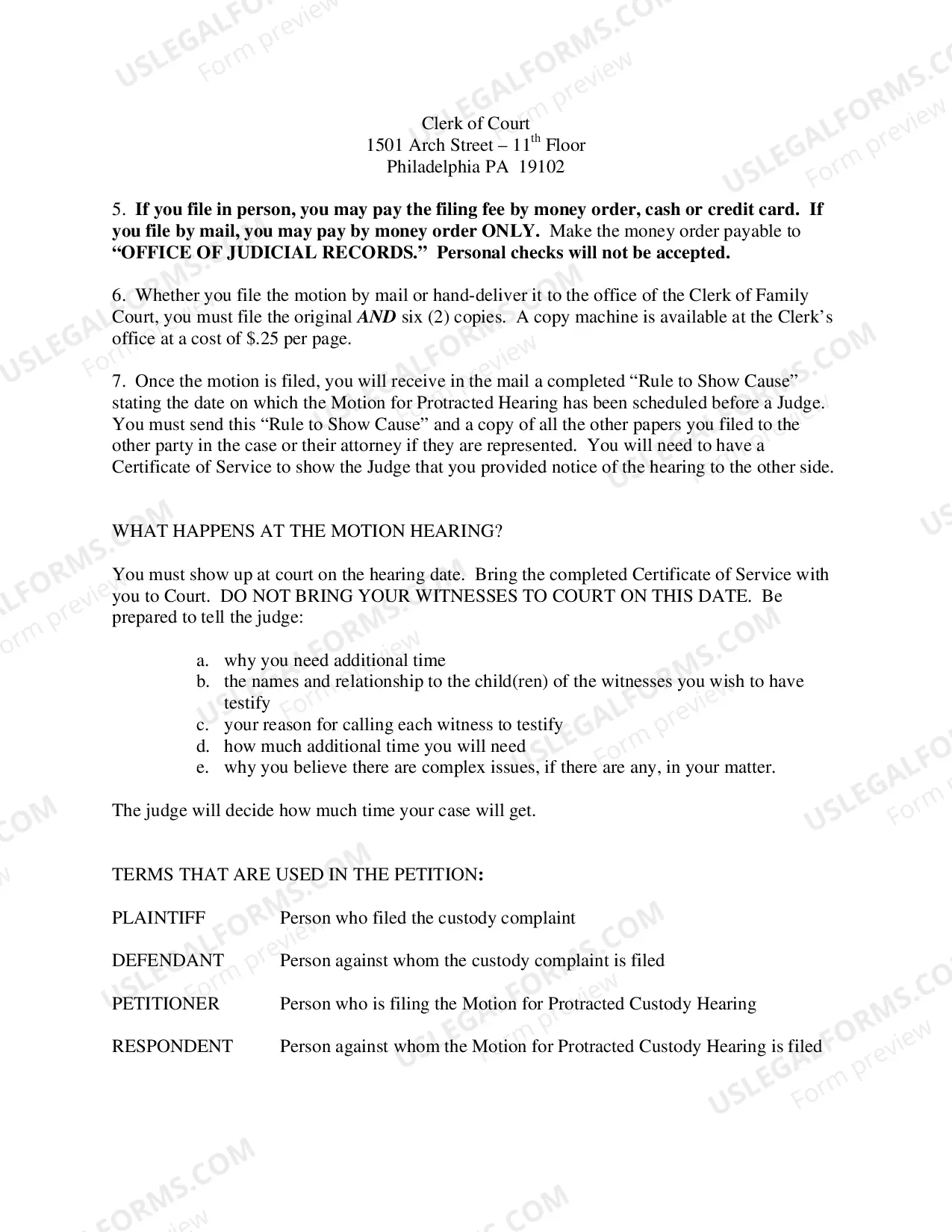 Preview Motion For A Protracted Custody Hearing