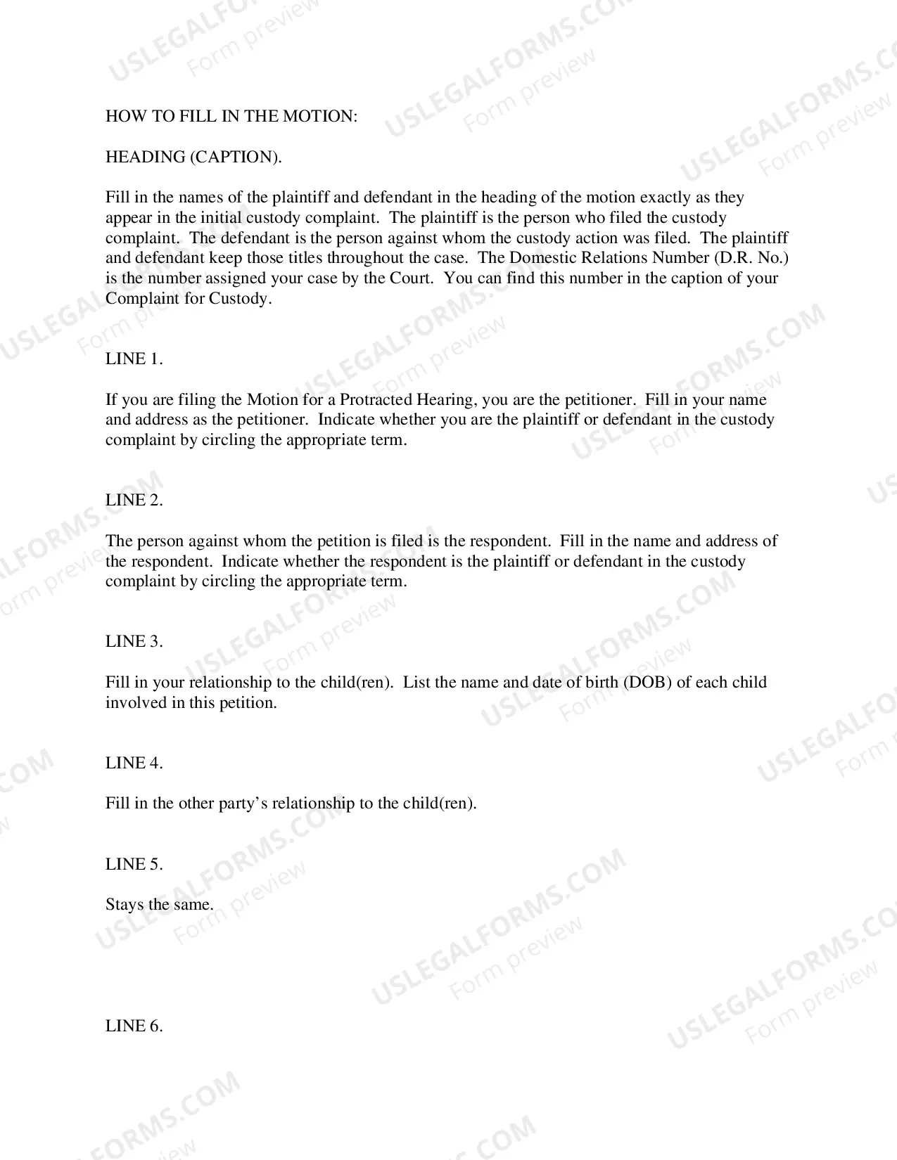 Preview Motion For A Protracted Custody Hearing