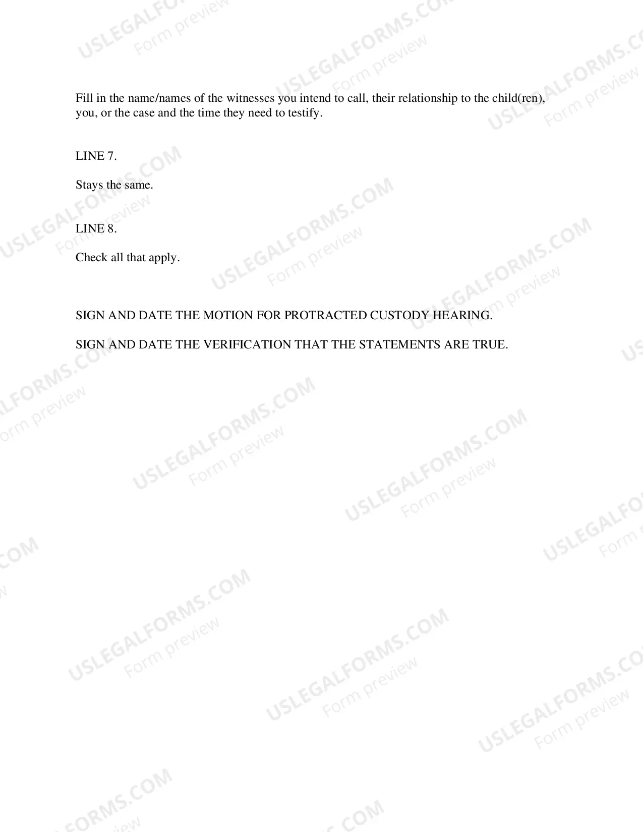 Preview Motion For A Protracted Custody Hearing