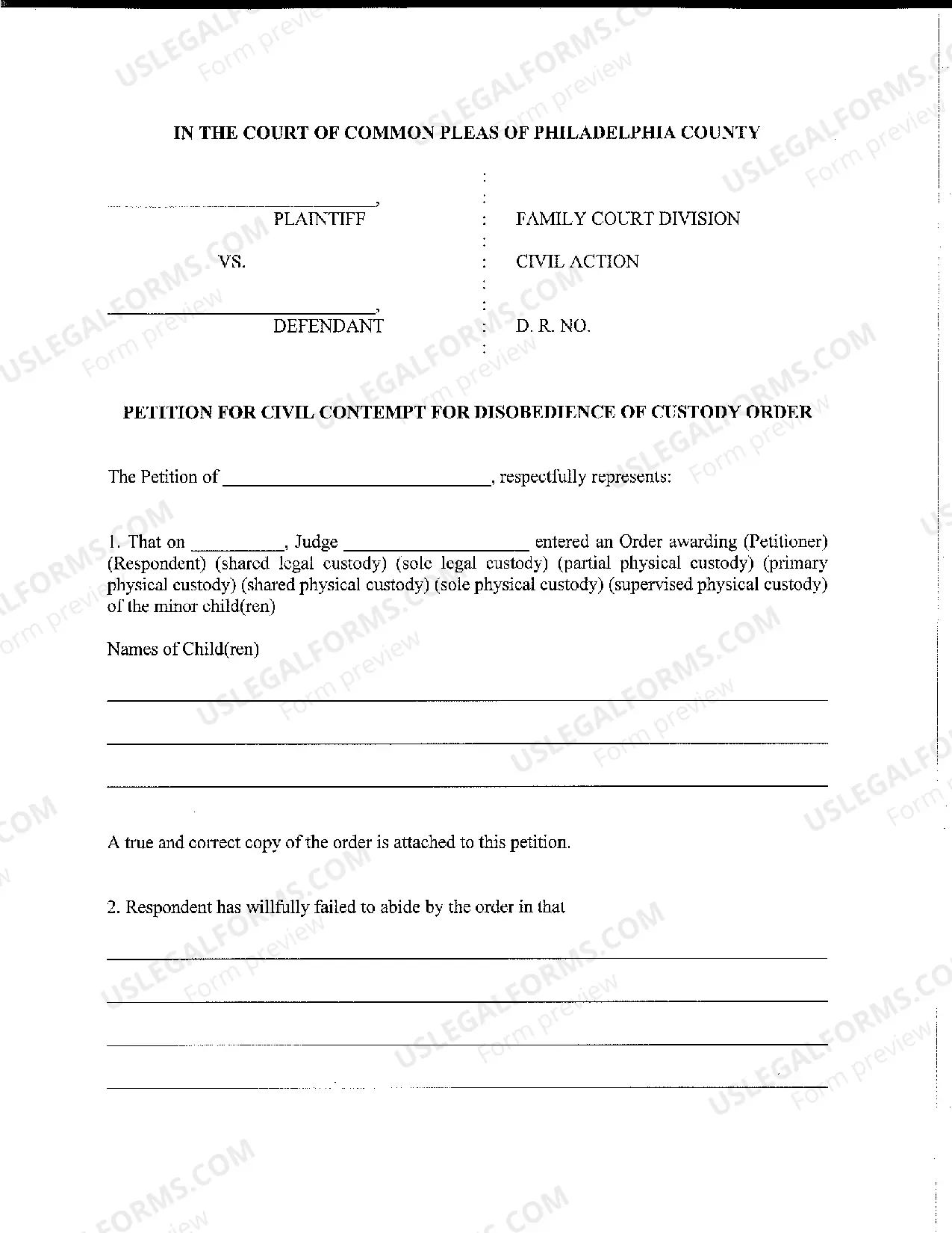 Preview Petition For Contempt of Custody
