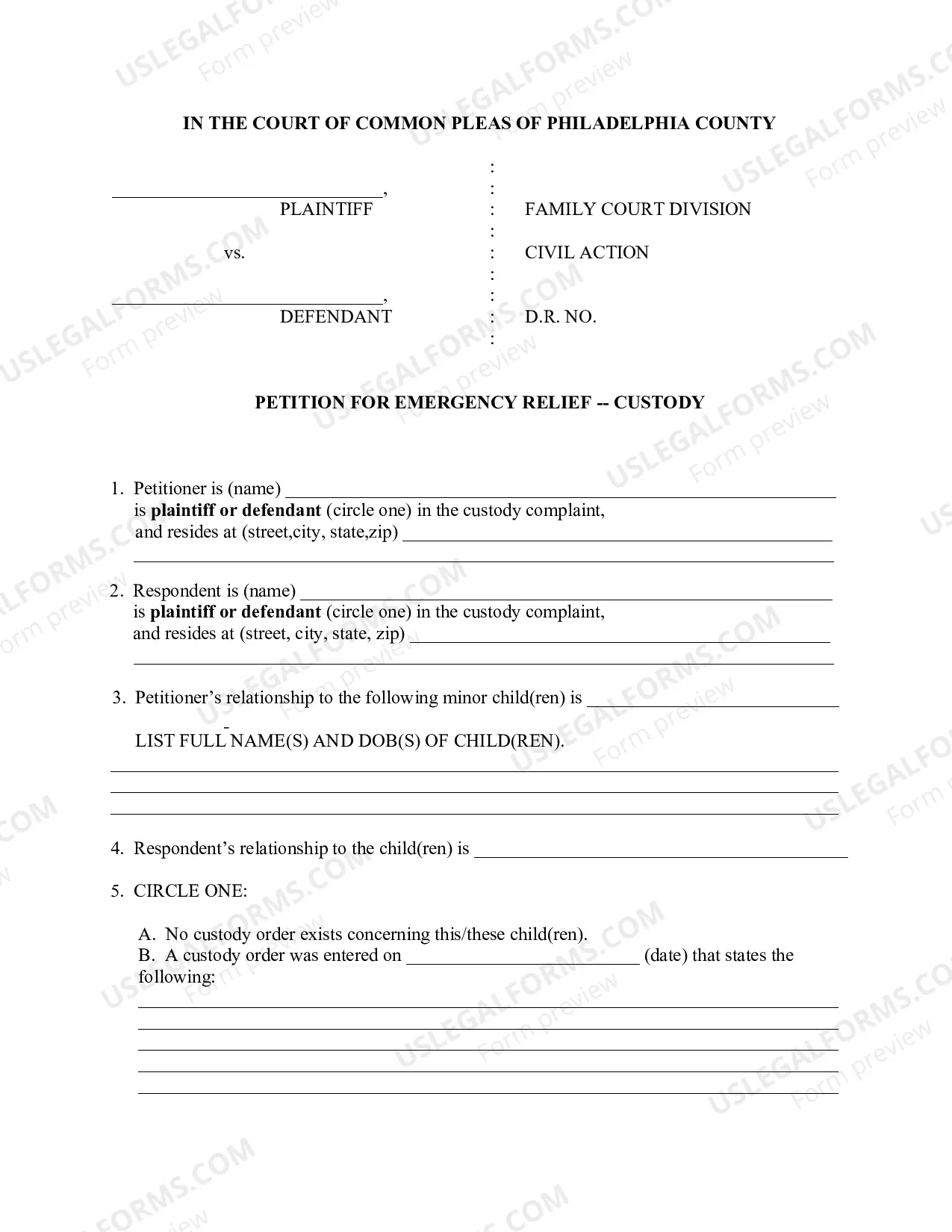 Preview Petition For Emergency Relief-Custody