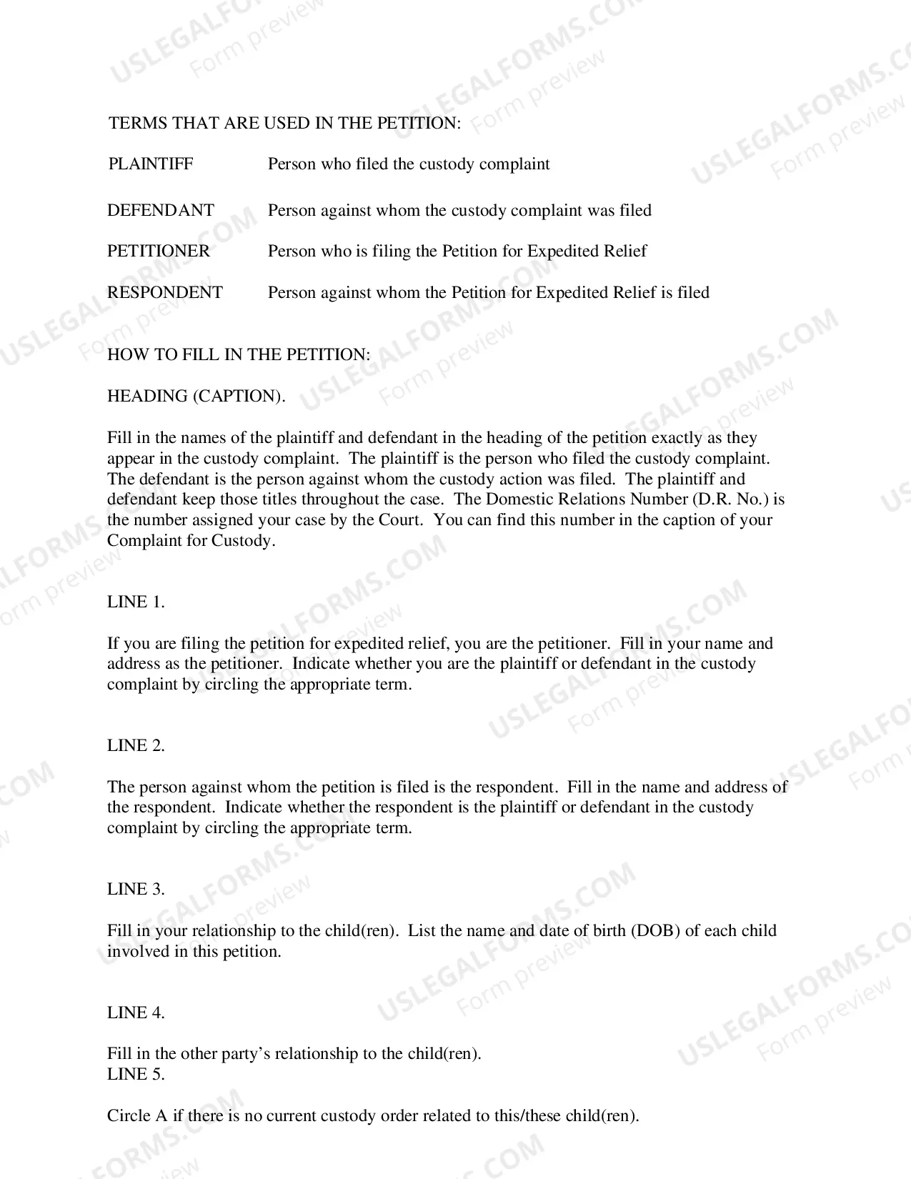 Preview Petition For Expedited Relief-Custody