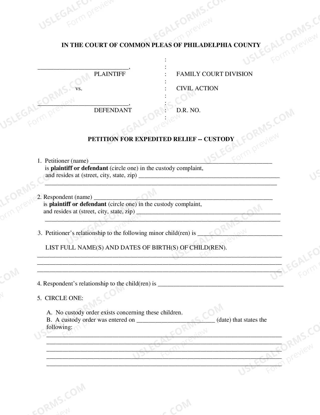 Preview Petition For Expedited Relief-Custody