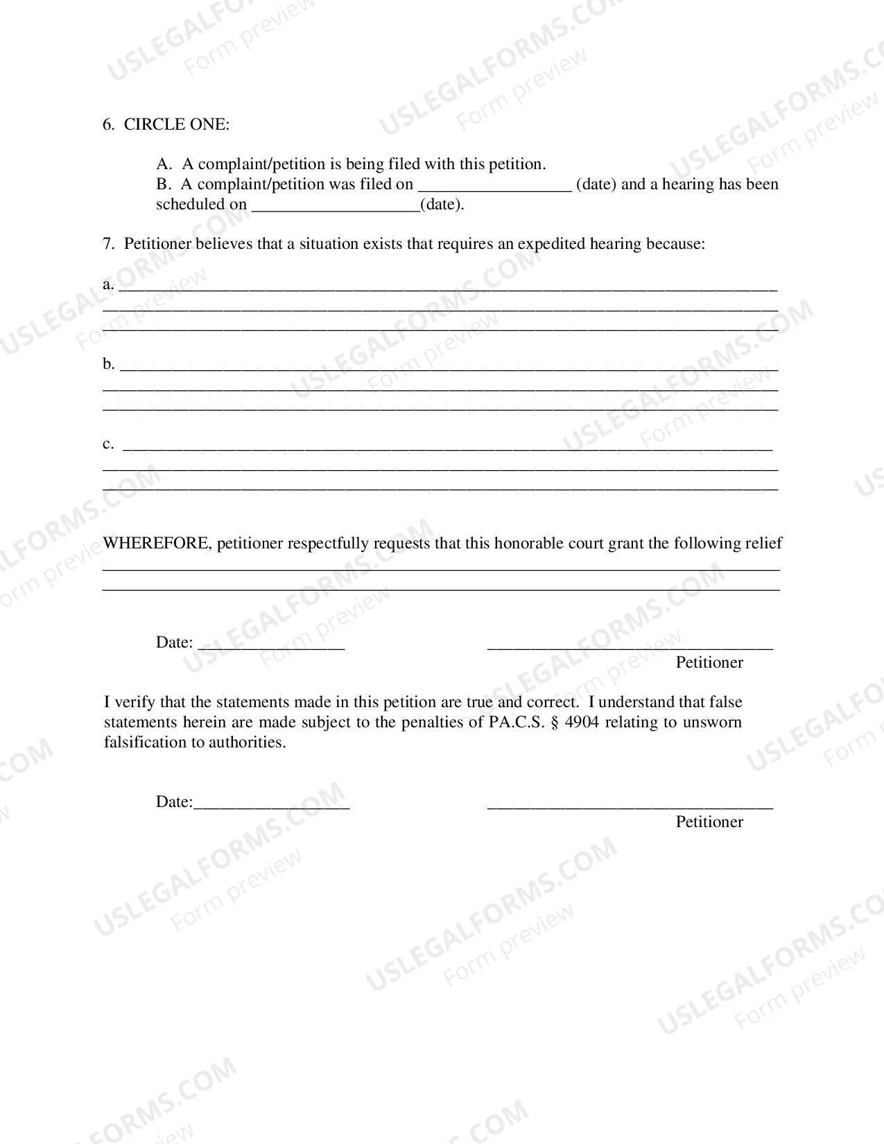 Preview Petition For Expedited Relief-Custody