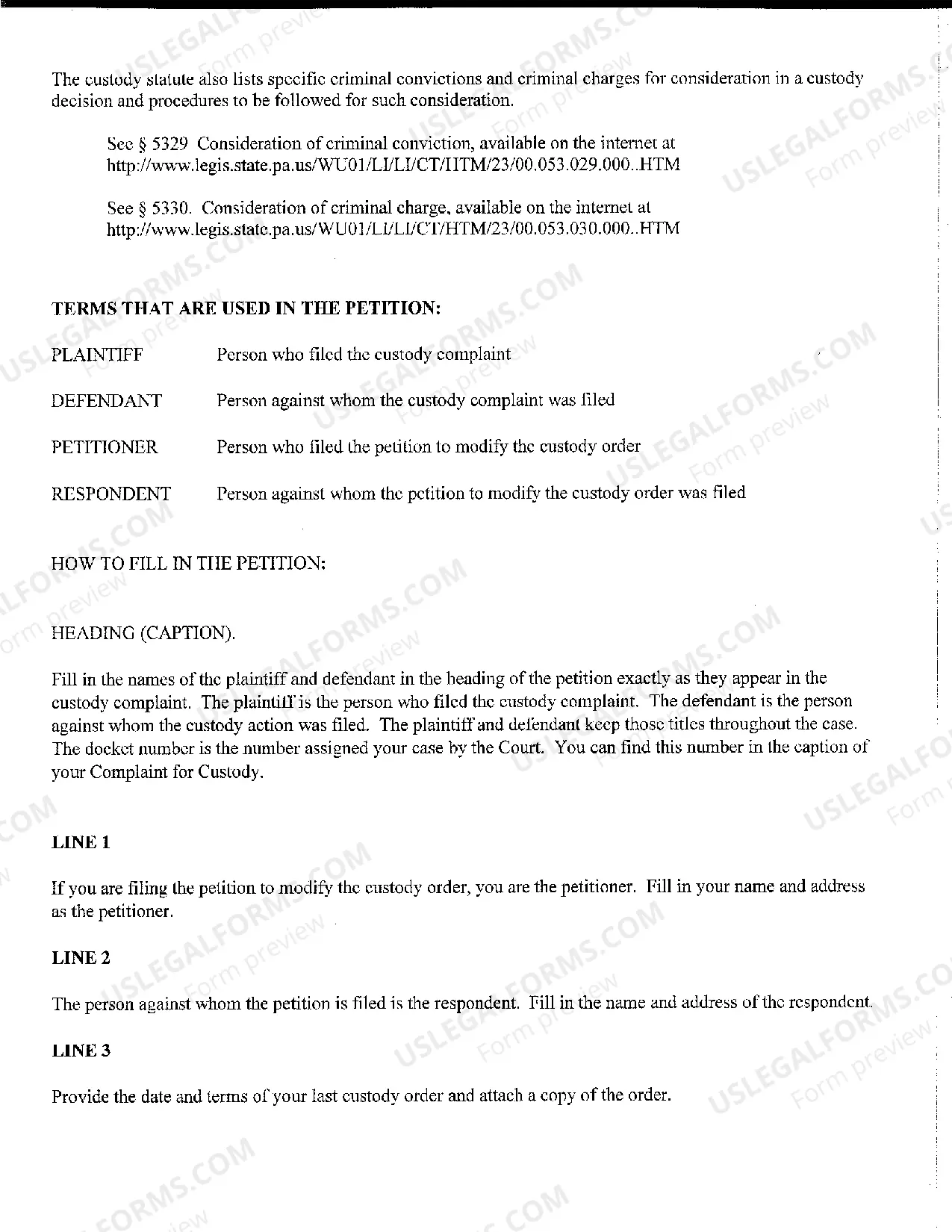 Preview Petition to Modify Custody