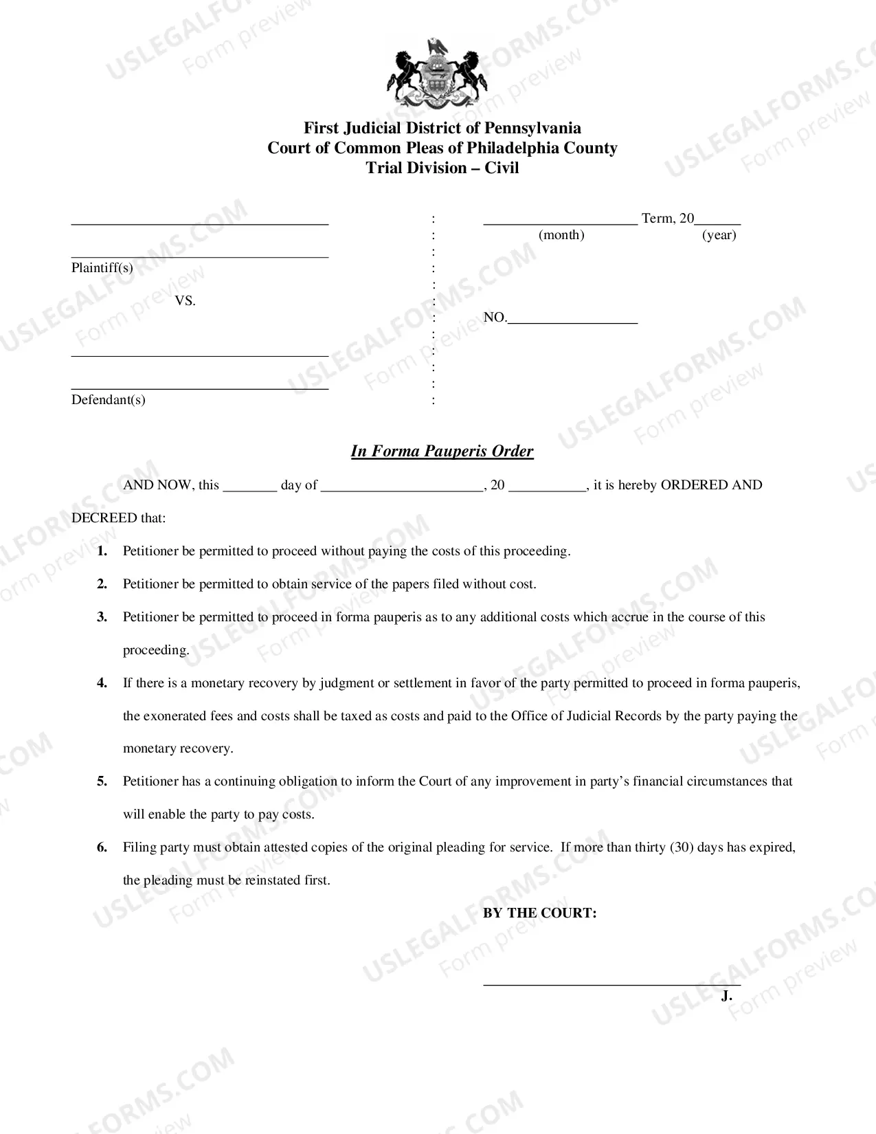 Preview Petition to Proceed In Forma Pauperis