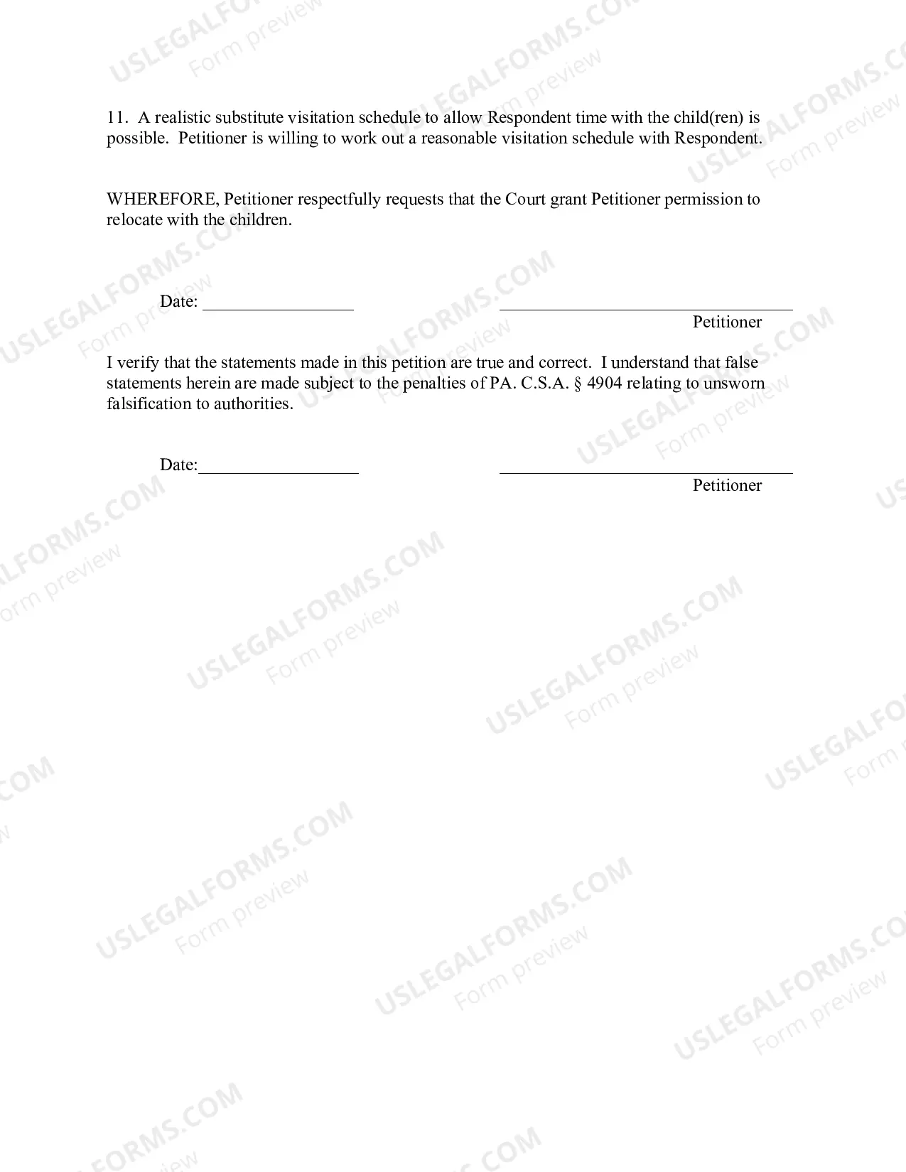 Preview Relocation Petition
