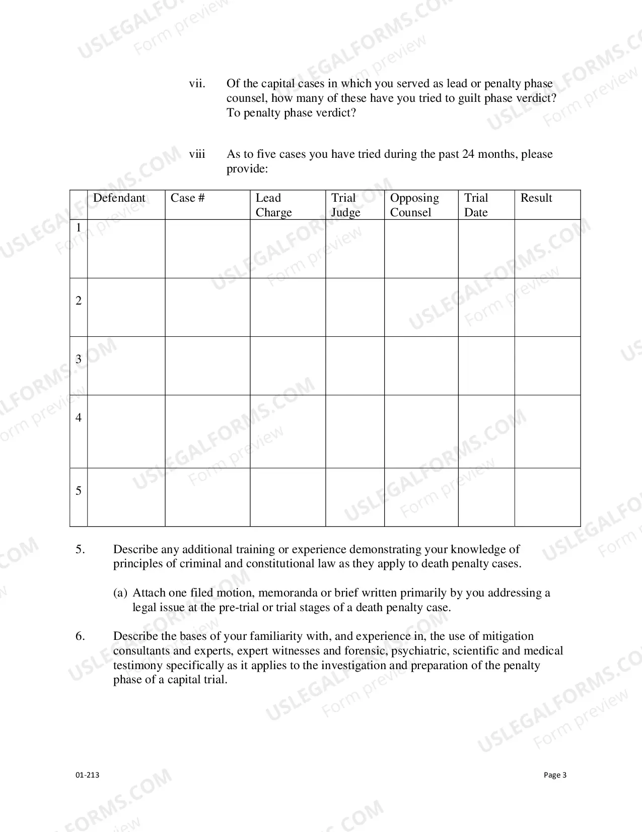 Preview Judge Lerner Capital Trial Panel Appointment Application - Form 01-213