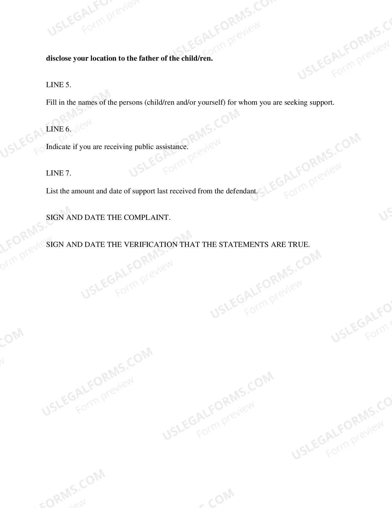Preview Complaint for Support