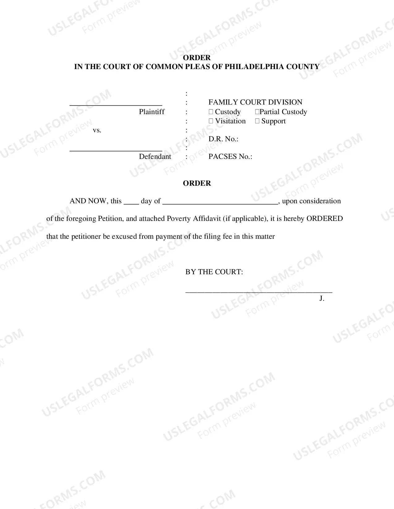 Preview Petition to proceed in Forma Pauperis (IFP)