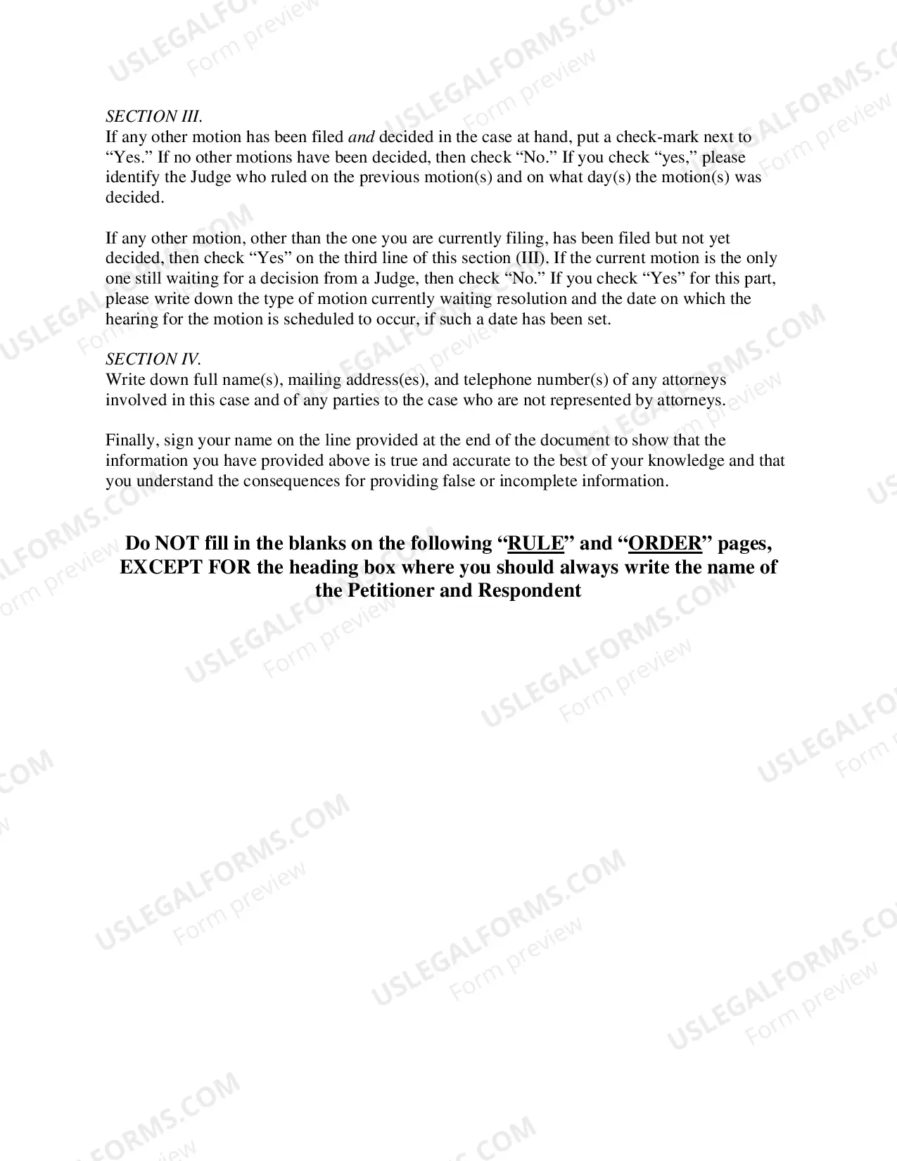 Preview Motion Cover Sheet