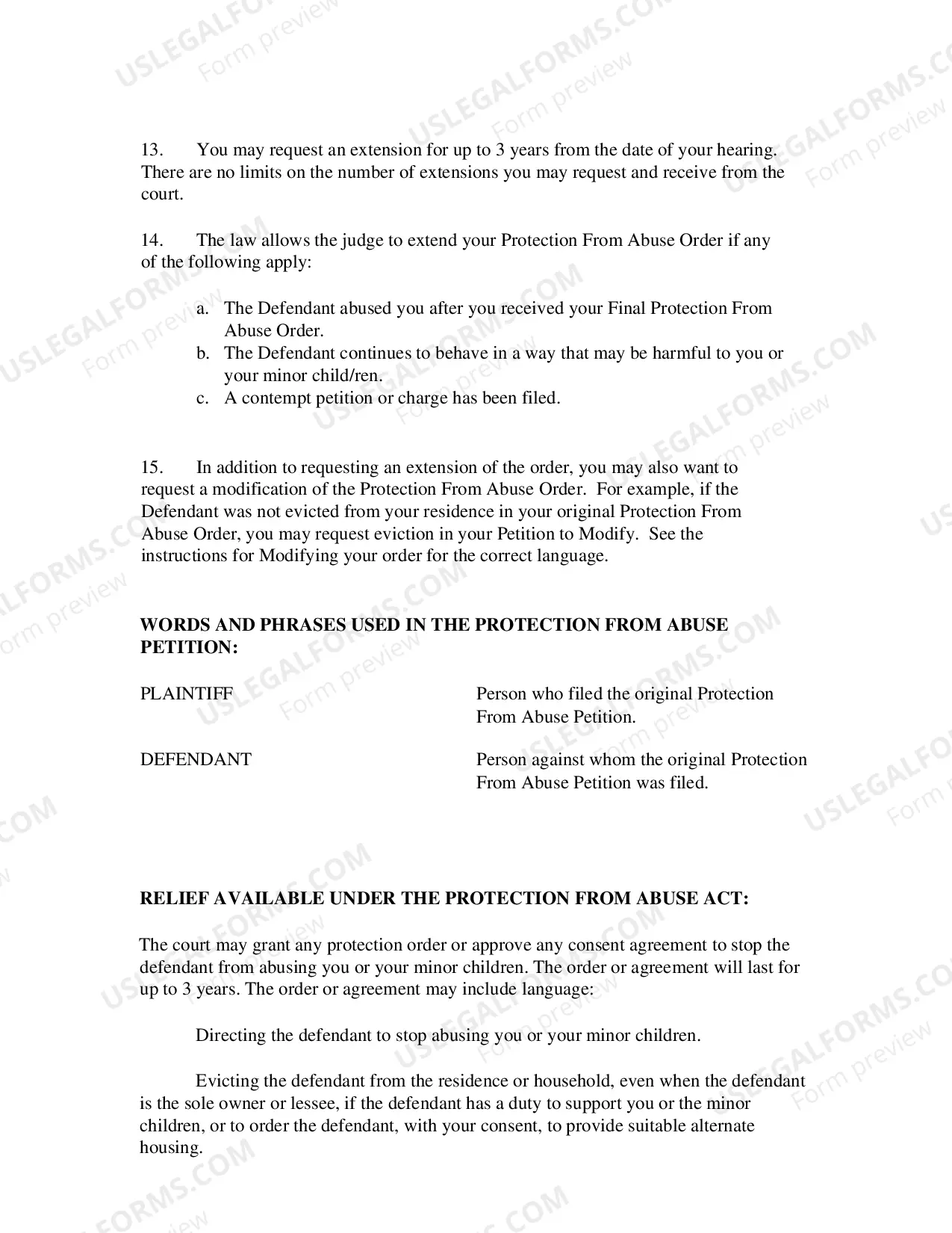 Preview Petition for Extension of Protection From Abuse Order