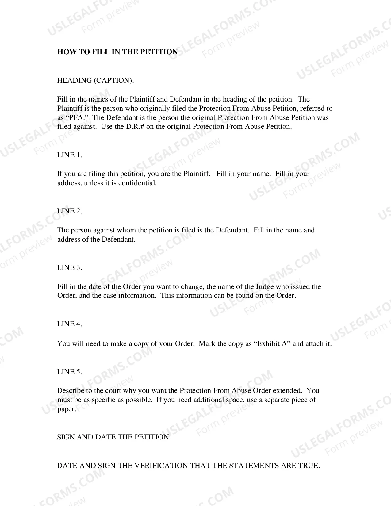 Preview Petition for Extension of Protection From Abuse Order