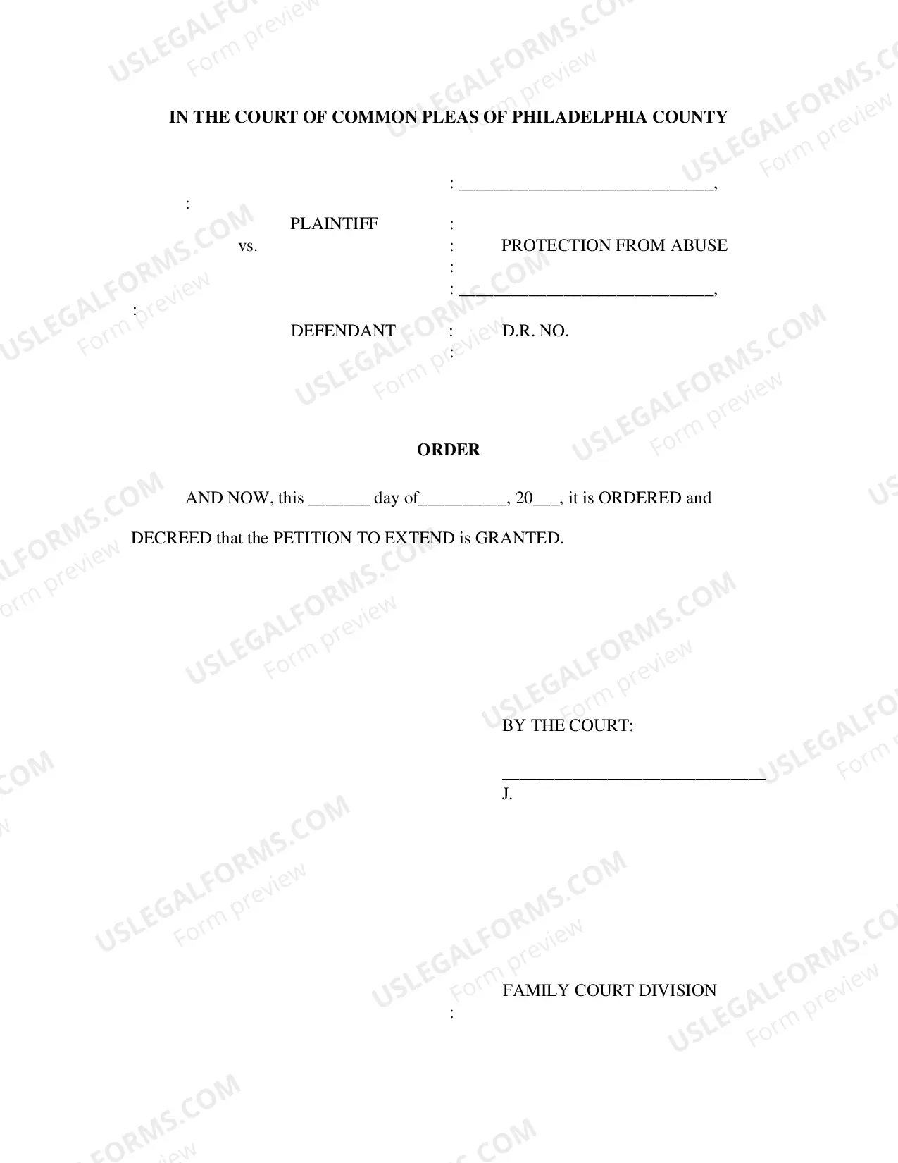 Preview Petition for Extension of Protection From Abuse Order