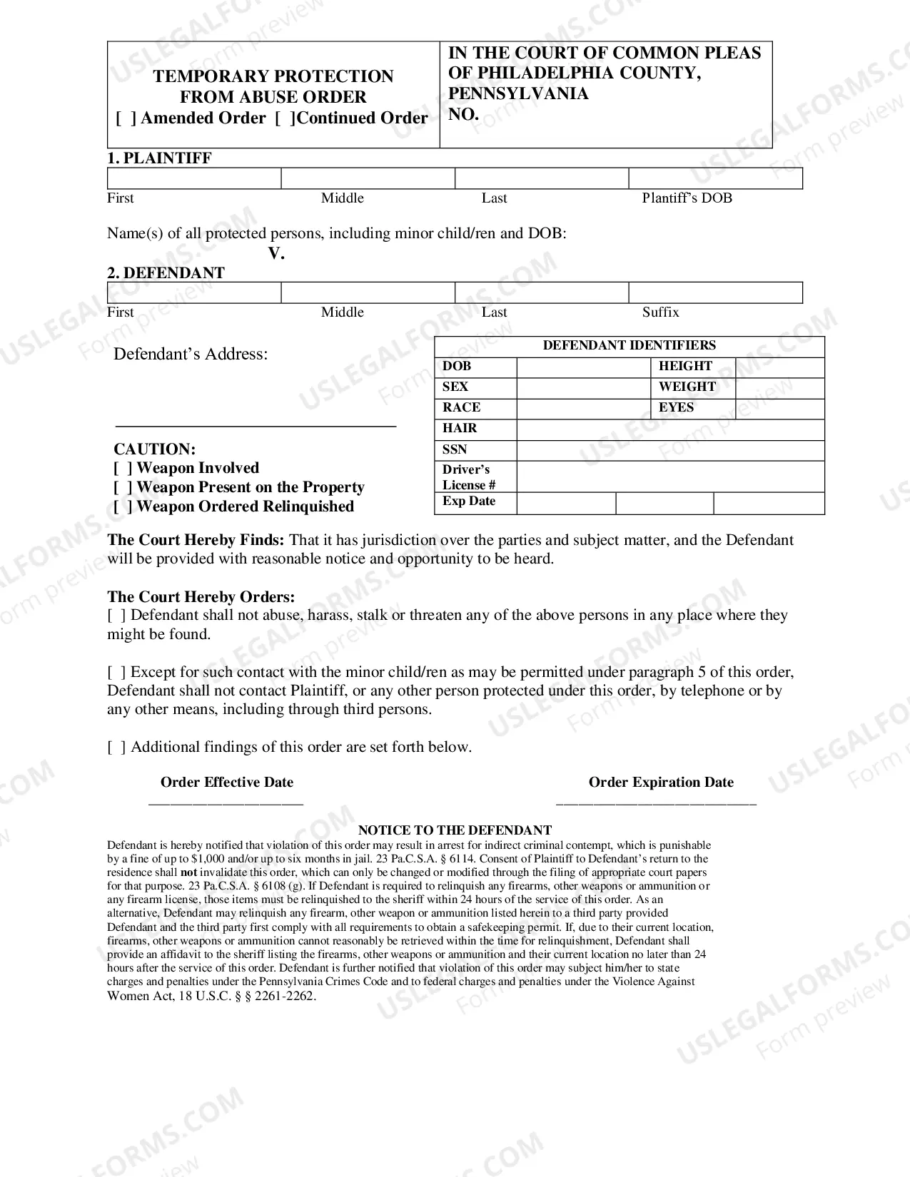 Preview Petition to Modify Protection From Abuse Order
