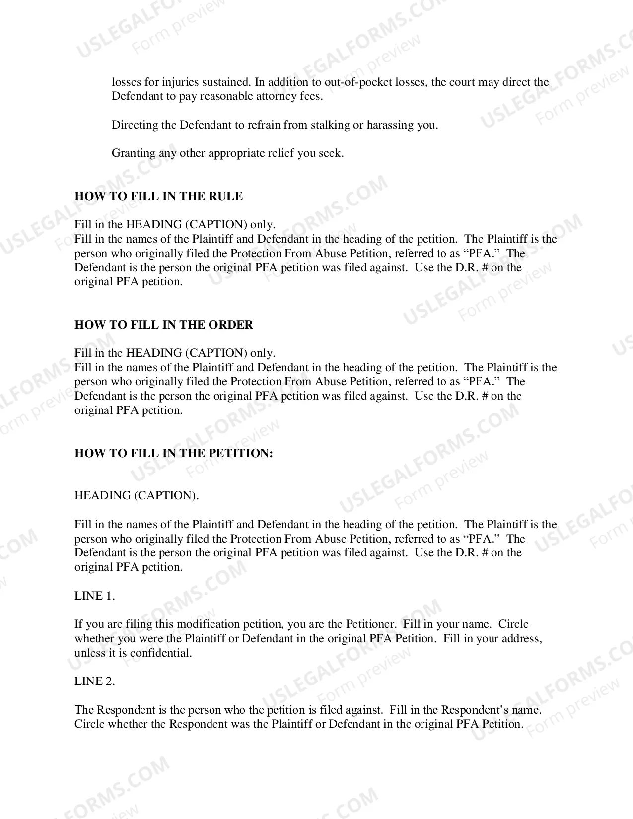 Preview Petition to Modify Protection From Abuse Order